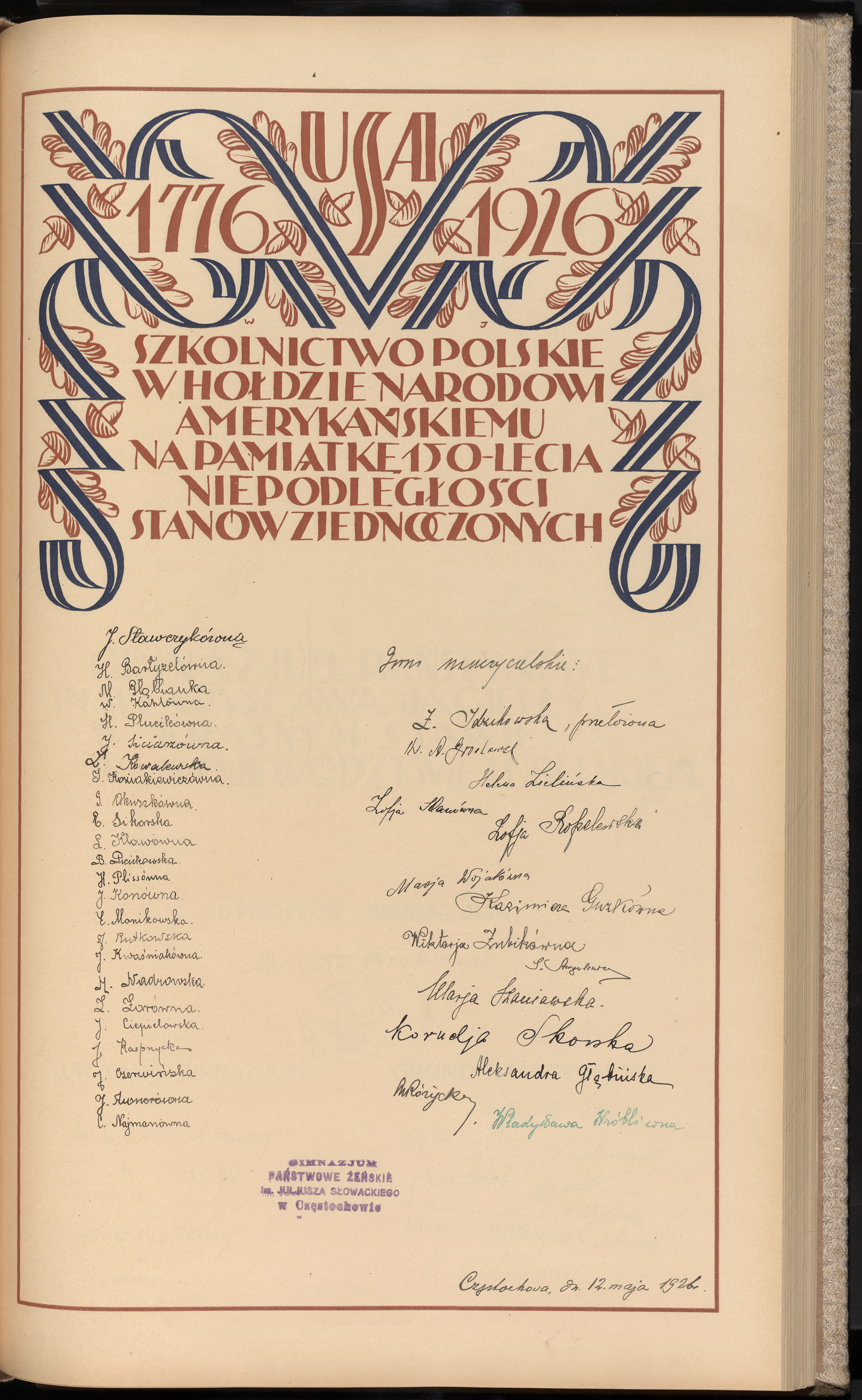 Podpis Władysława Wróblówna na stronie nr 279 w tomie nr 8