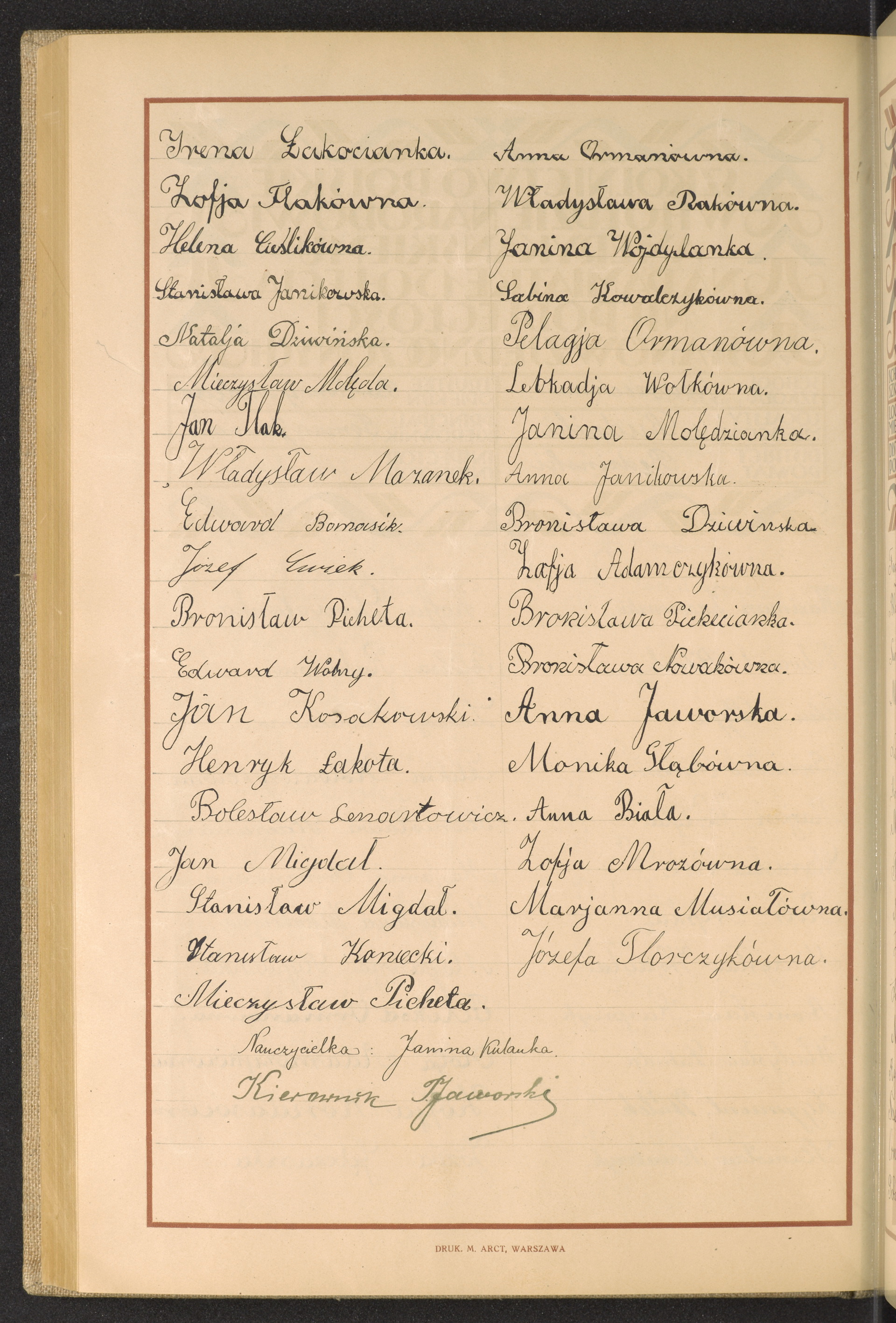 Podpis Bronisława Dziwińska na stronie nr 244 w tomie nr 14