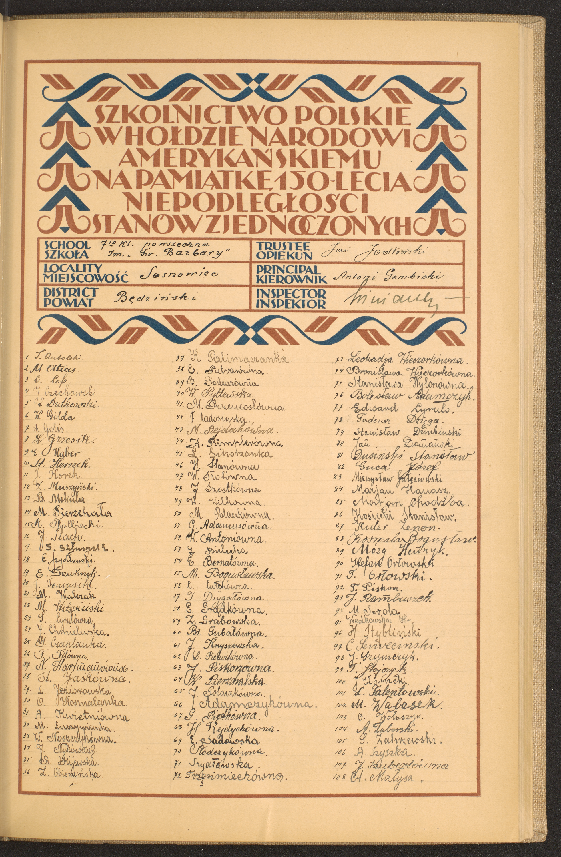 Podpis A. Małysa na stronie nr 117 w tomie nr 15