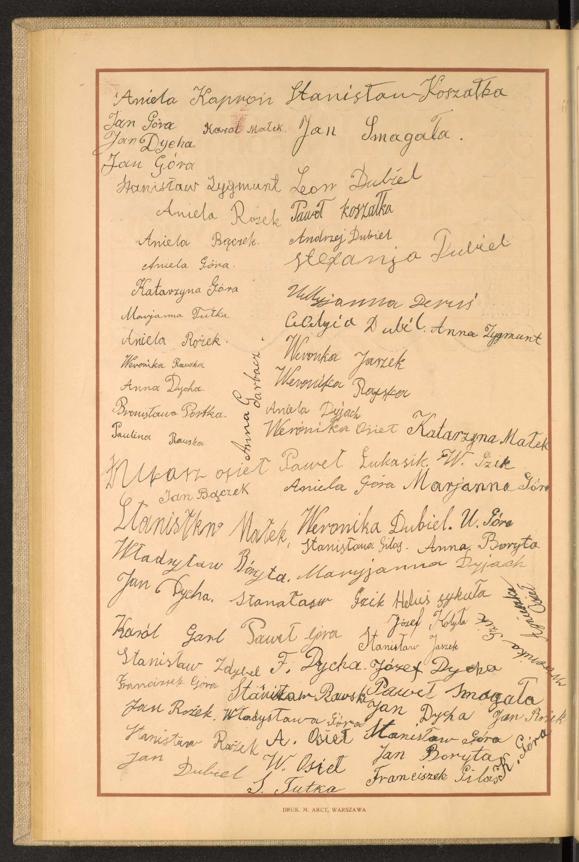 Podpis Aniela Bączek na stronie nr 56 w tomie nr 16