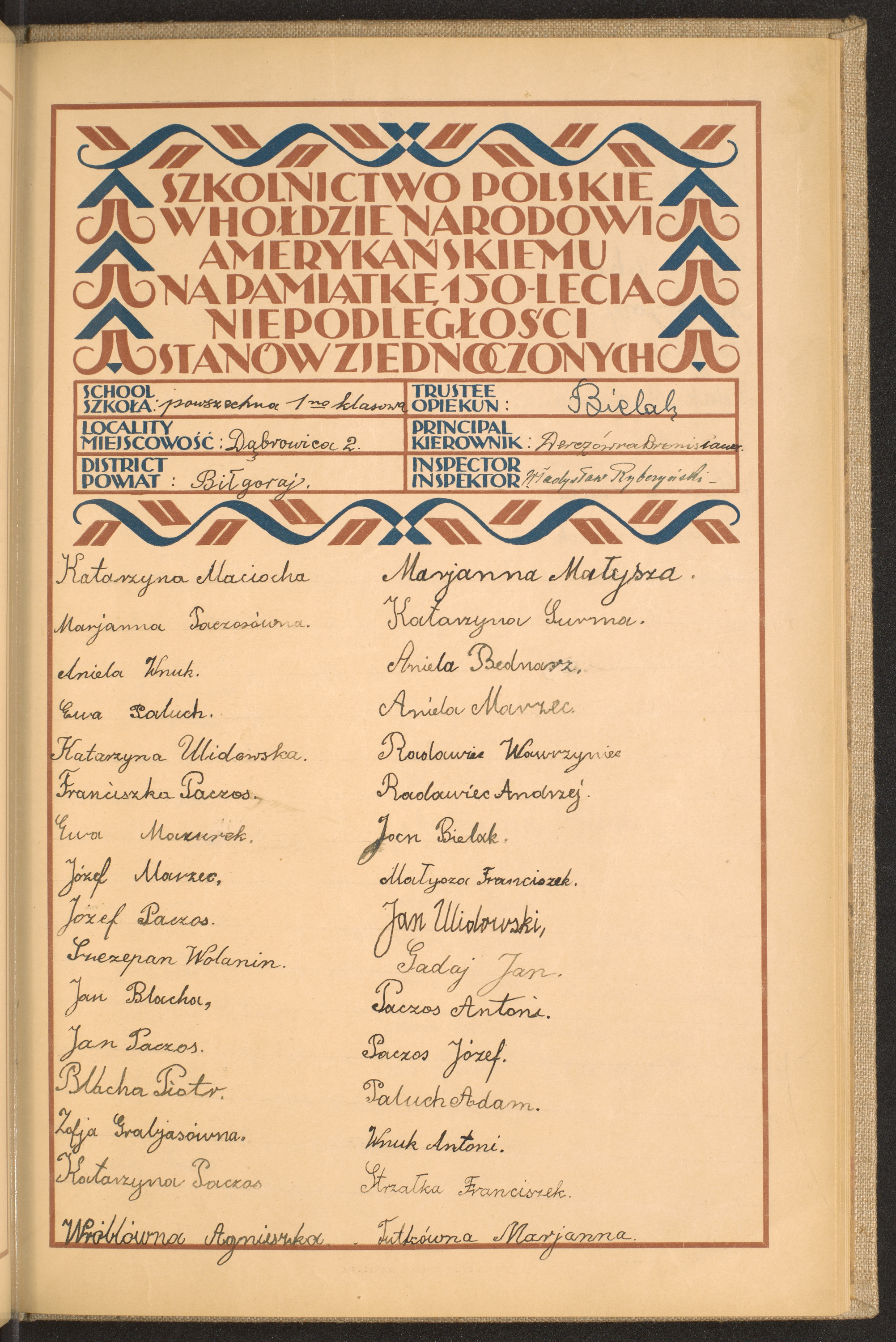 Podpis  Bielak na stronie nr 221 w tomie nr 16