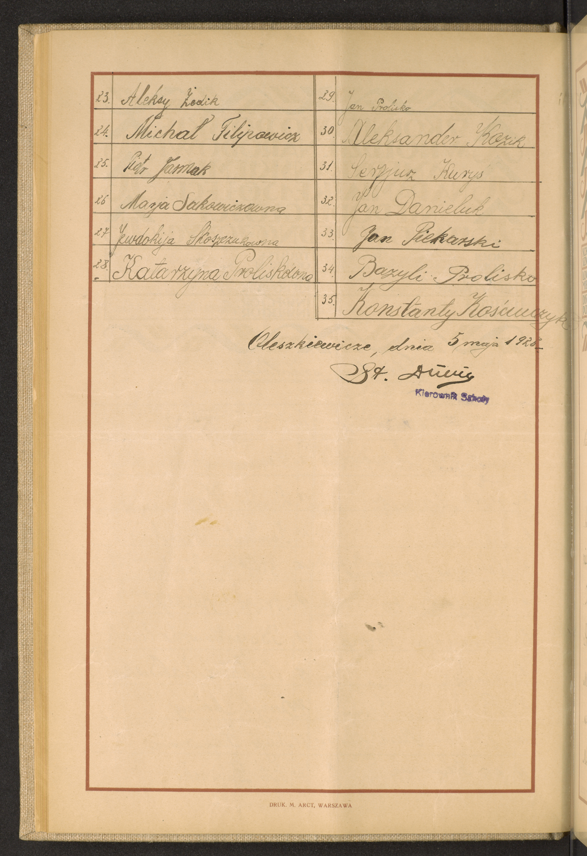 Podpis Bazyli Prolisko na stronie nr 78 w tomie nr 20