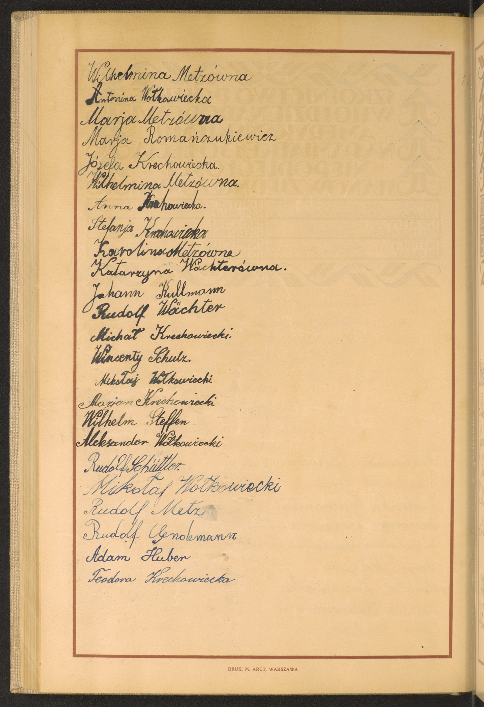 Podpis Wilhelmina Metz na stronie nr 220 w tomie nr 23