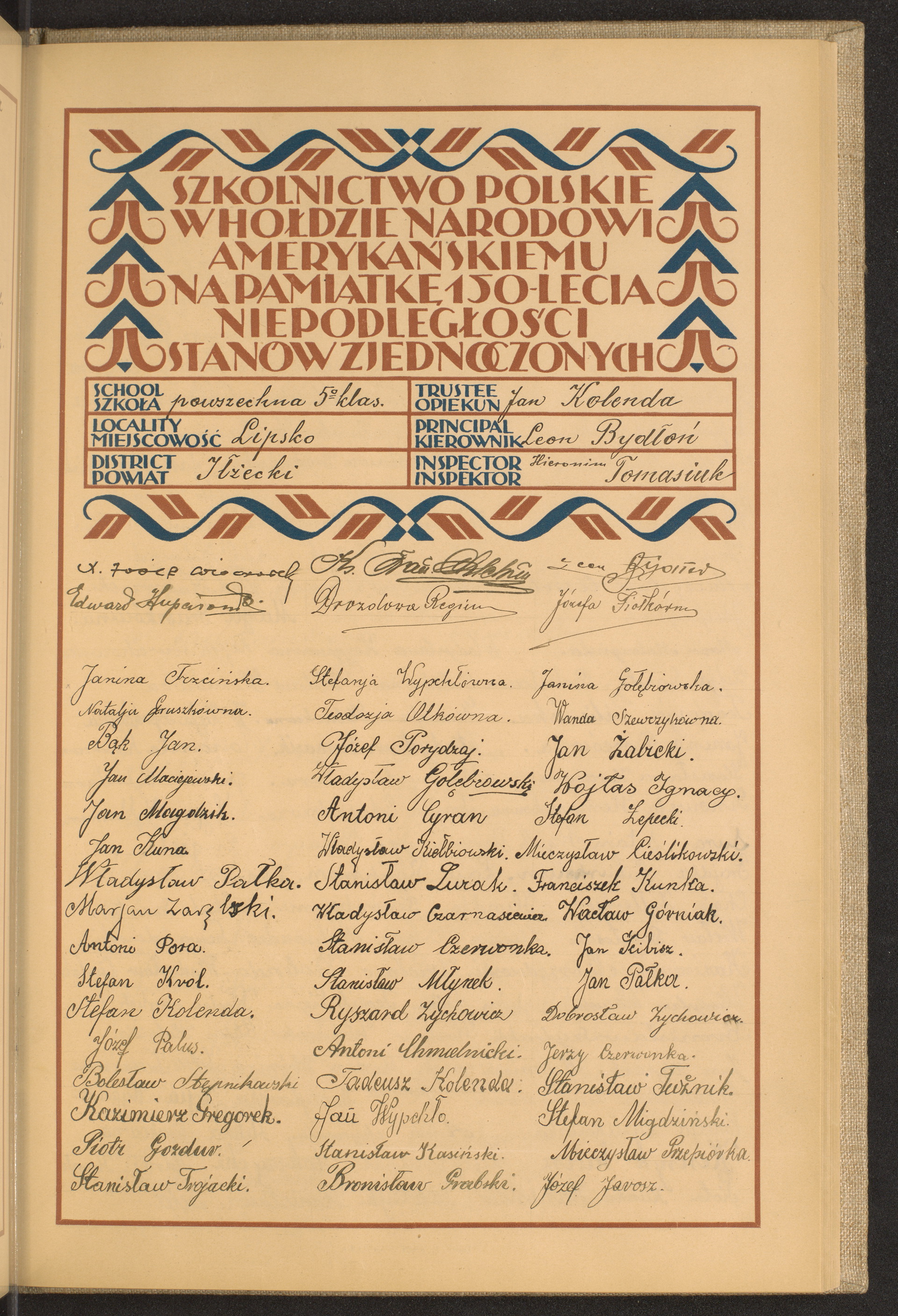 Podpis Jan Kolenda na stronie nr 165 w tomie nr 31