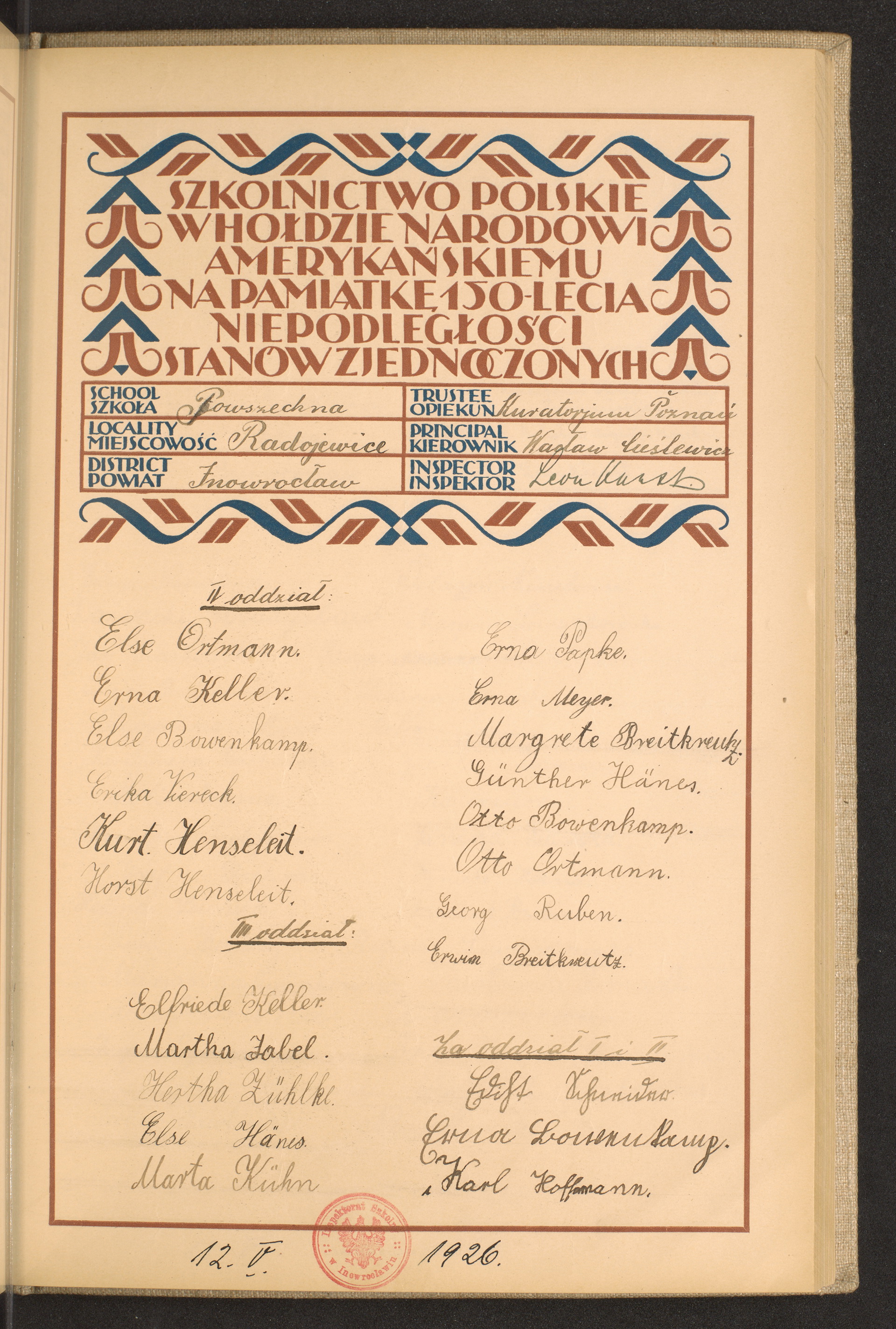 Podpis Karl Hoffmann na stronie nr 139 w tomie nr 32