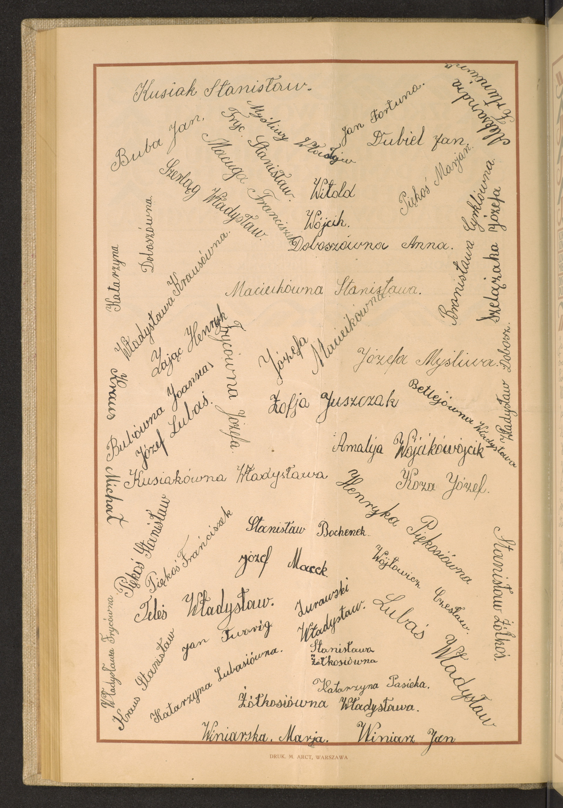 Podpis Józefa Fryc na stronie nr 174 w tomie nr 33