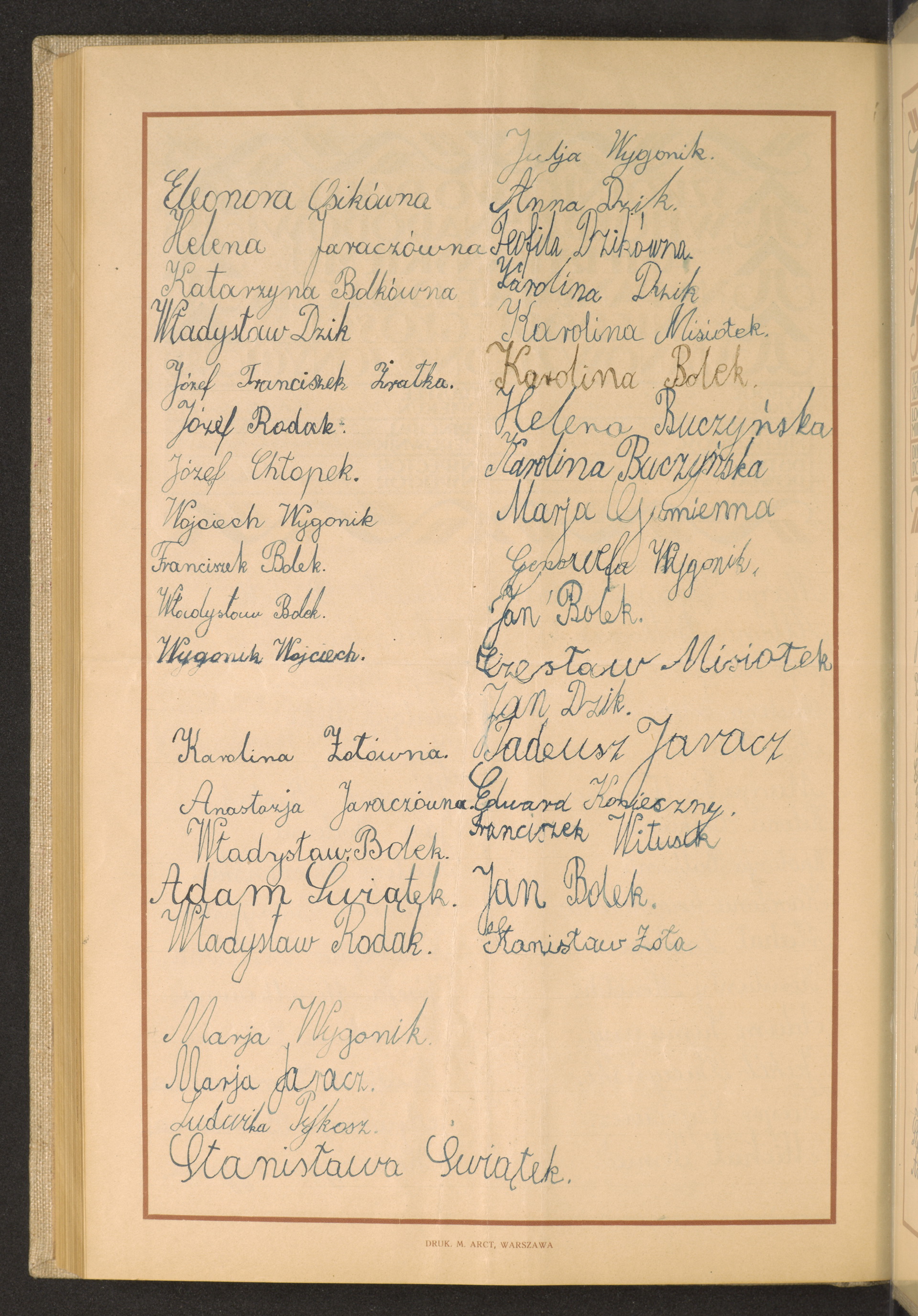 Podpis Maria Wygonik na stronie nr 258 w tomie nr 33