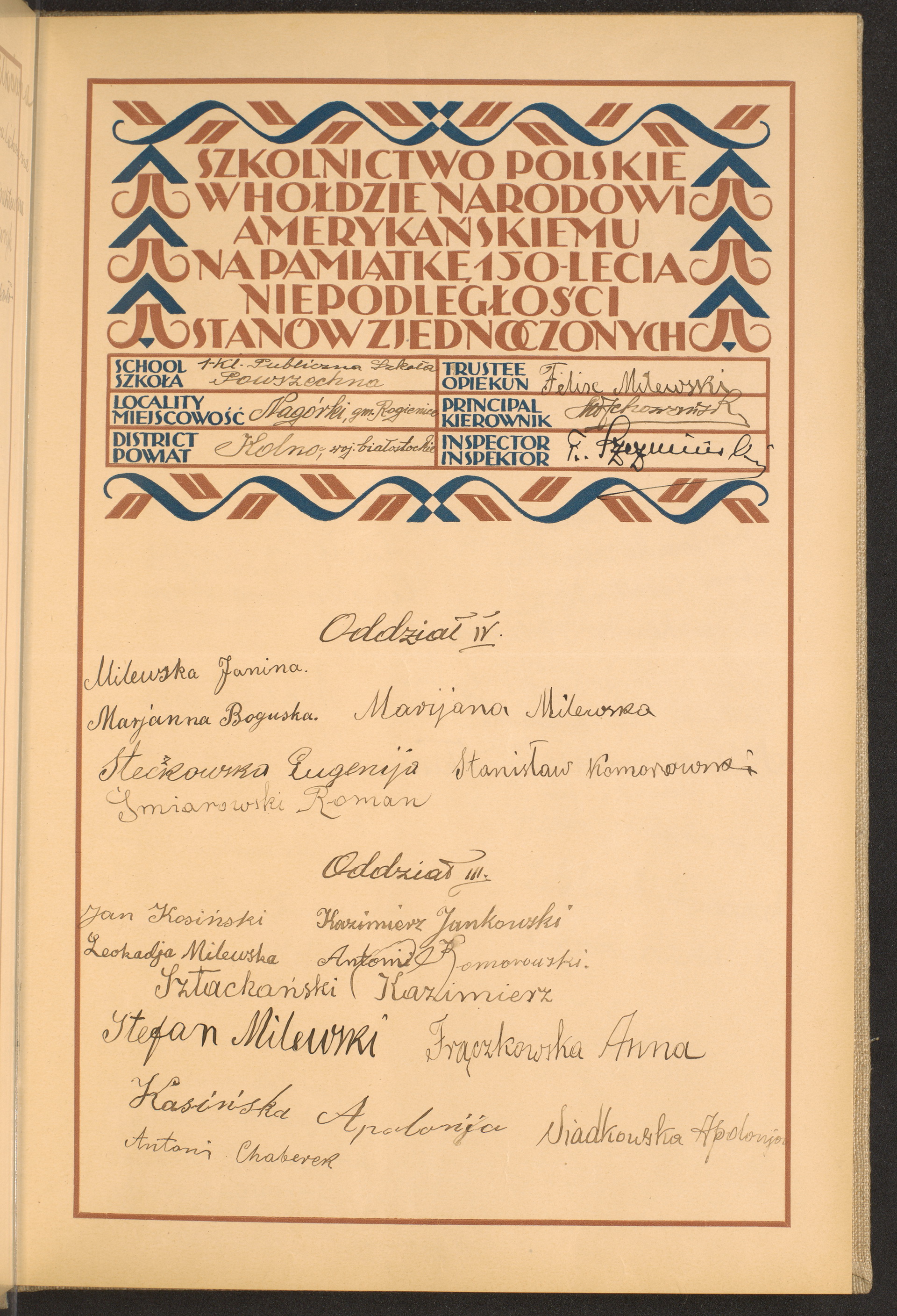 Podpis Feliks Milewski na stronie nr 19 w tomie nr 38