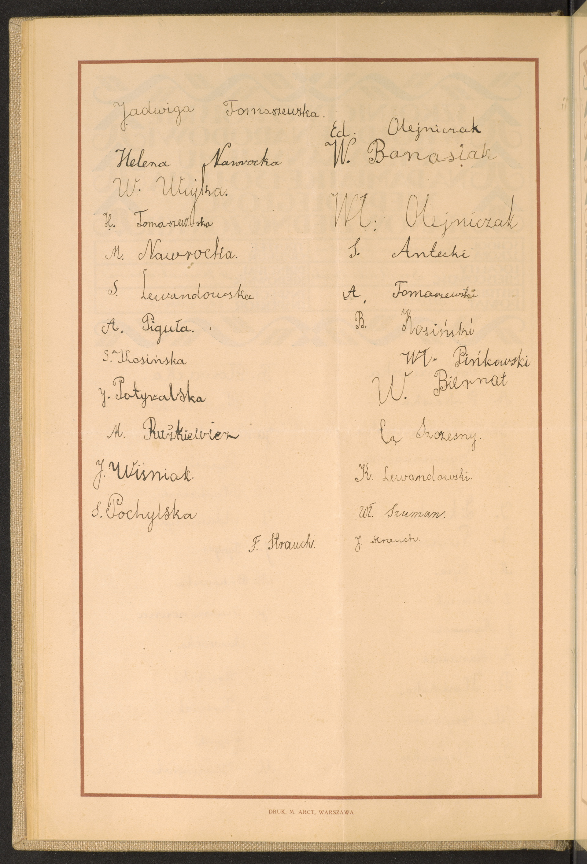 Podpis F. Strauch na stronie nr 54 w tomie nr 38