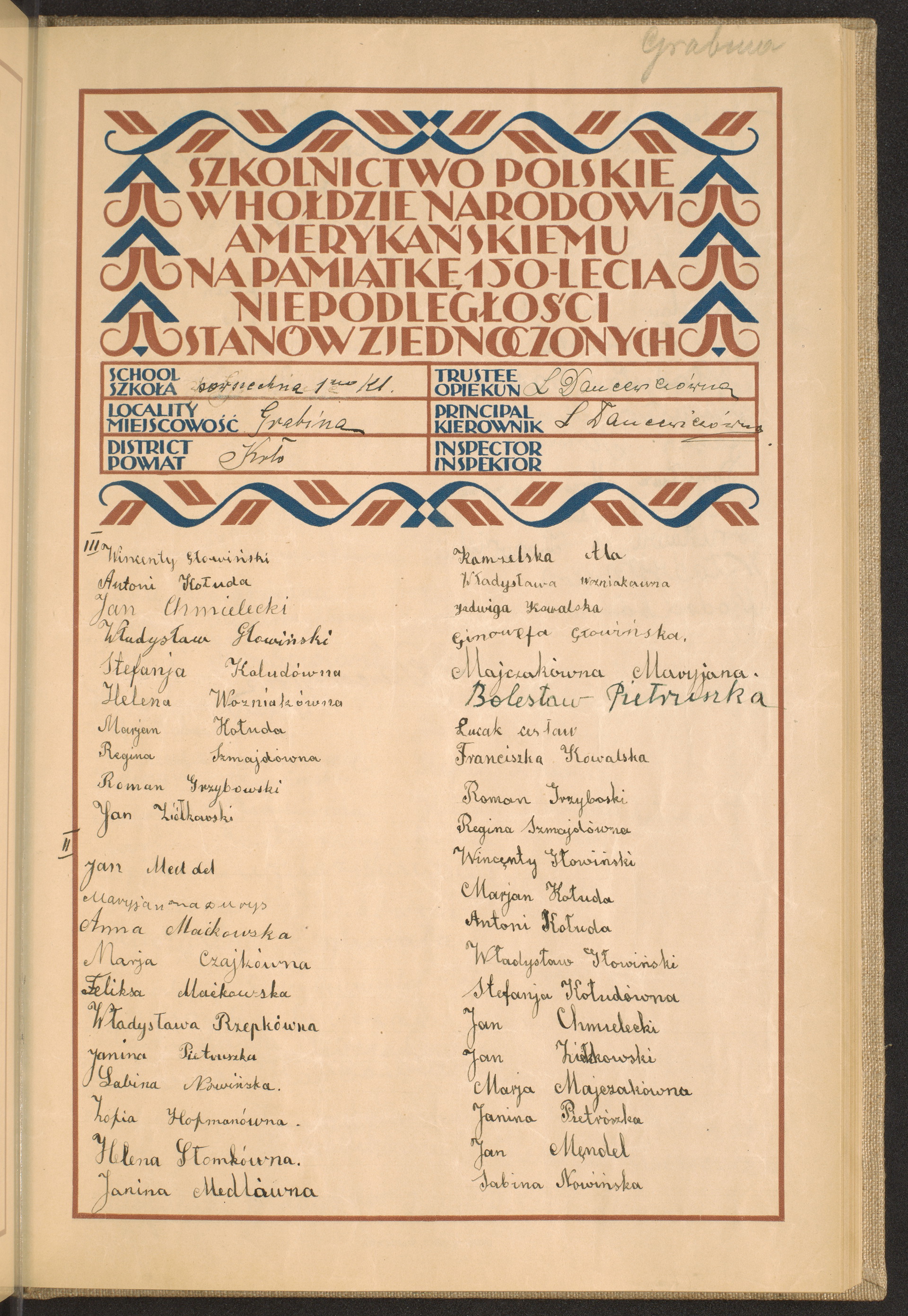 Podpis L. Dancewicz na stronie nr 117 w tomie nr 38