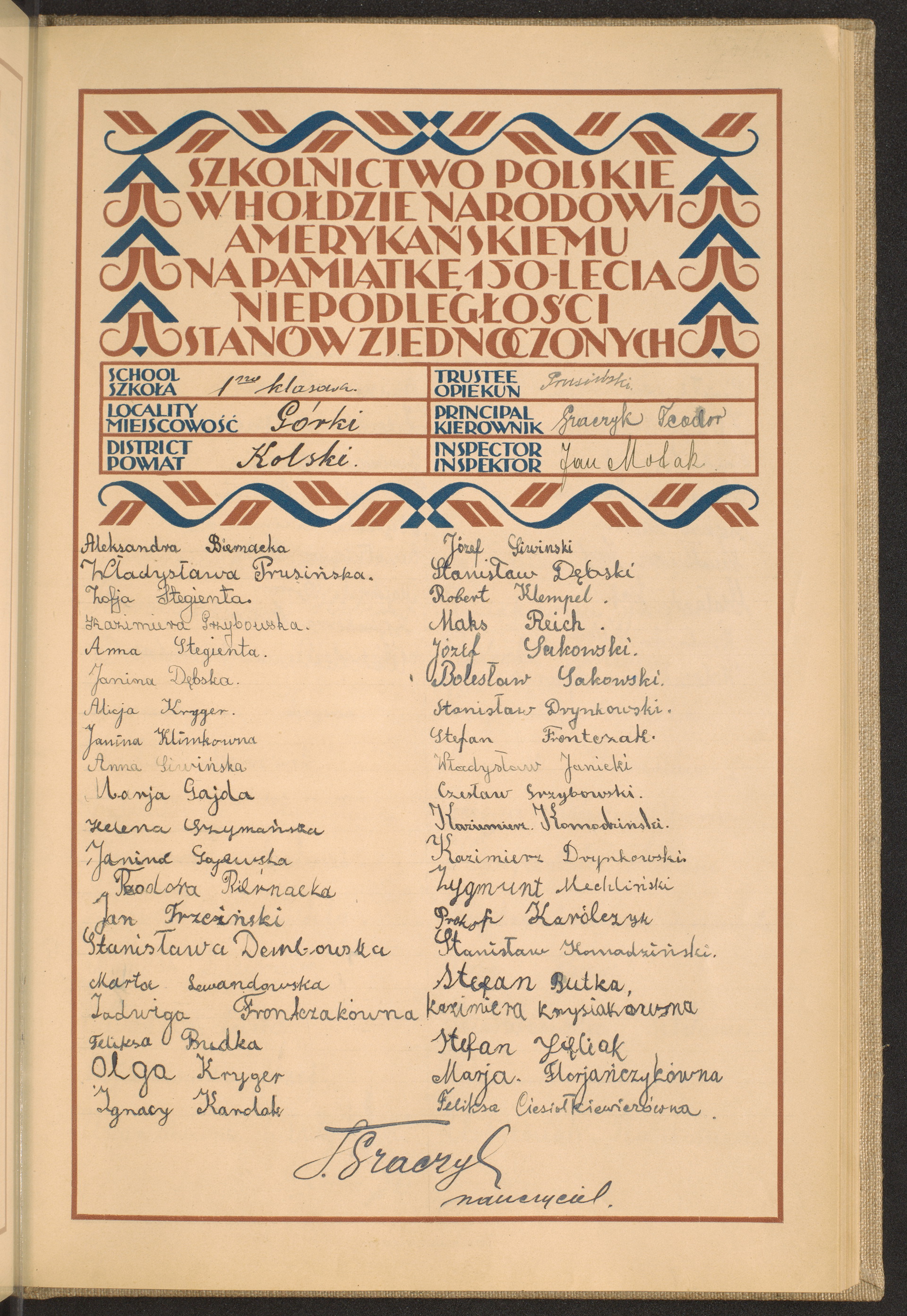 Podpis Anna Stegienta na stronie nr 127 w tomie nr 38