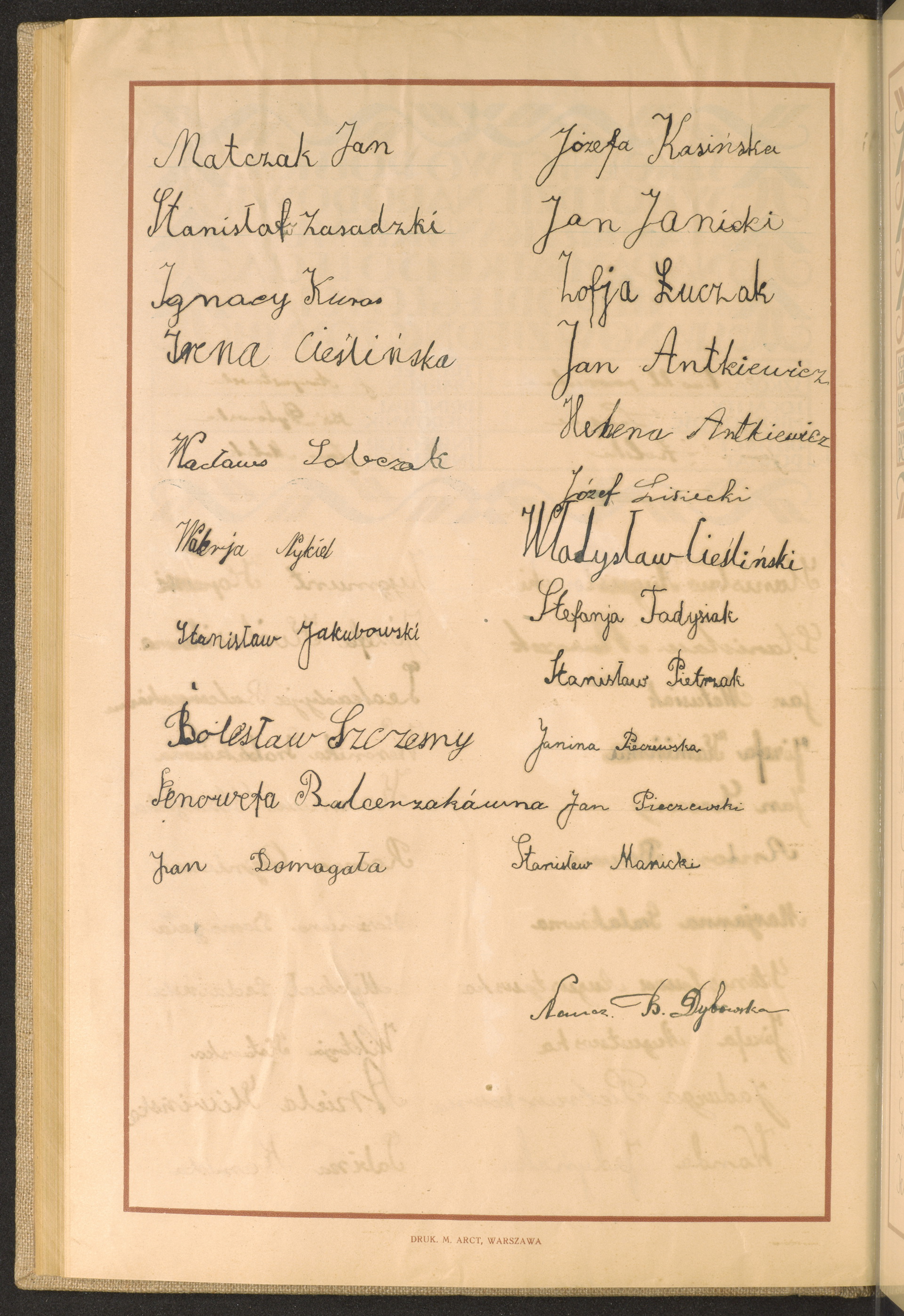 Podpis B. Dybowska na stronie nr 144 w tomie nr 38