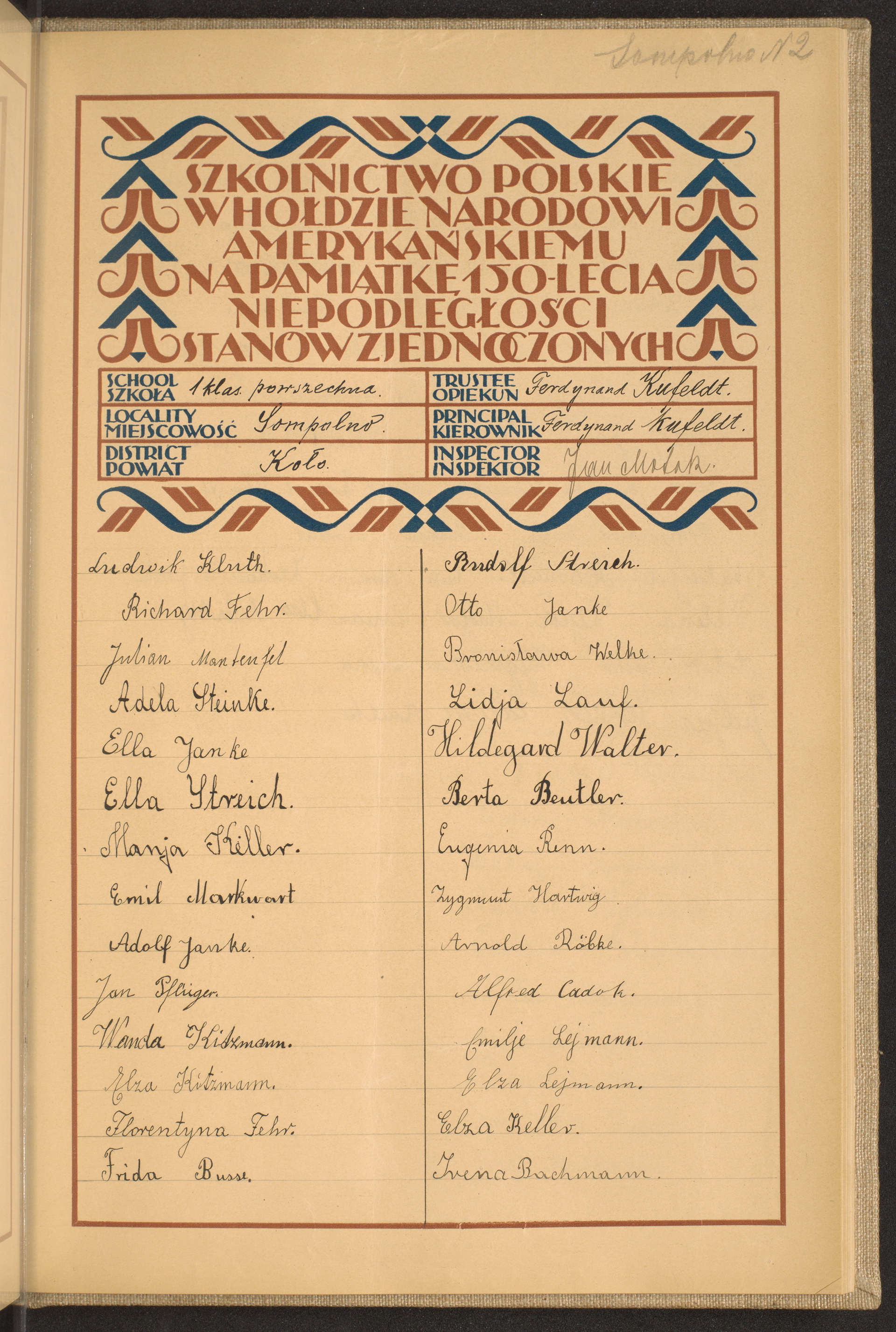 Podpis Ferdynand Kufeldt na stronie nr 217 w tomie nr 38