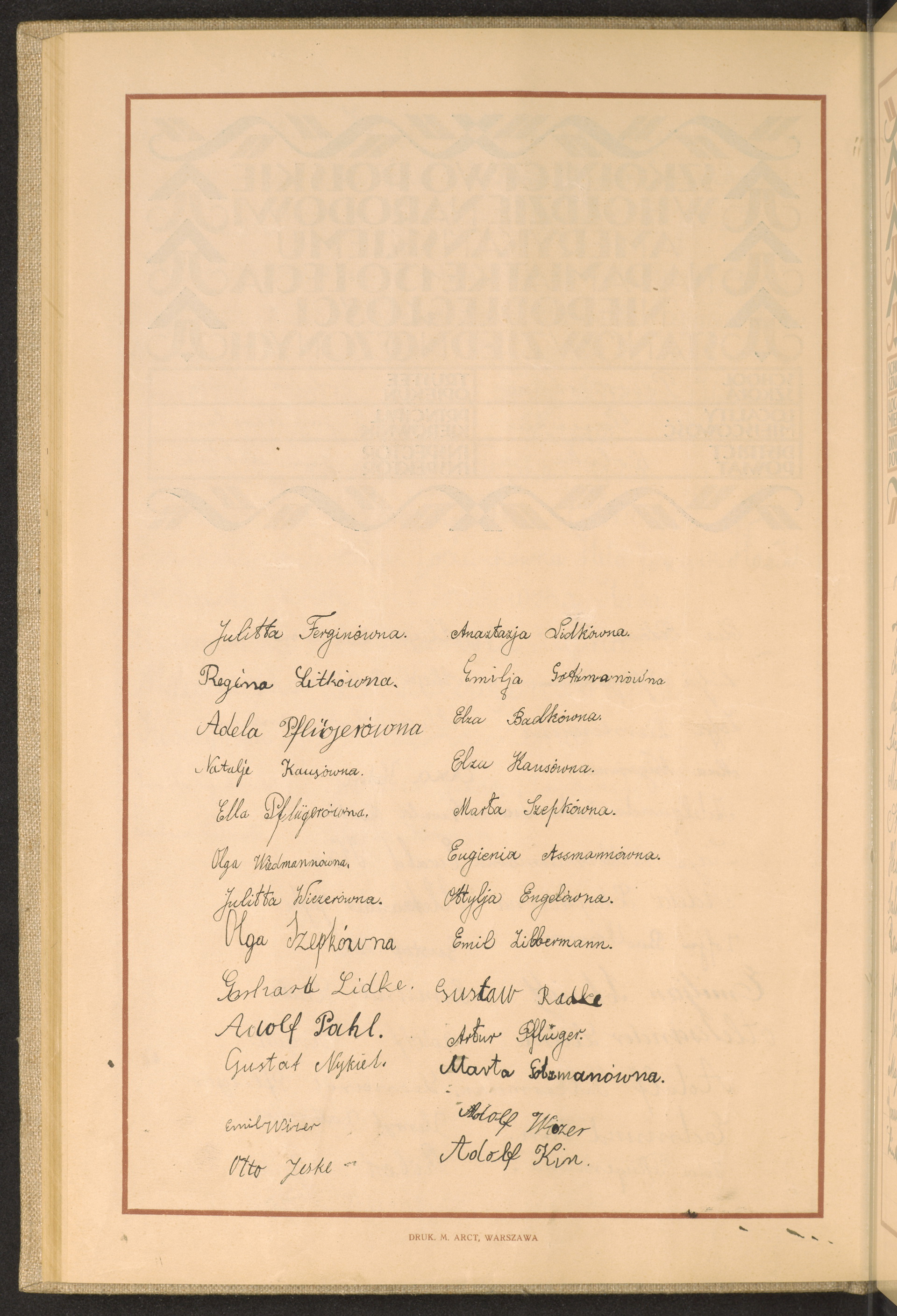 Podpis Adolf Kin na stronie nr 104 w tomie nr 39