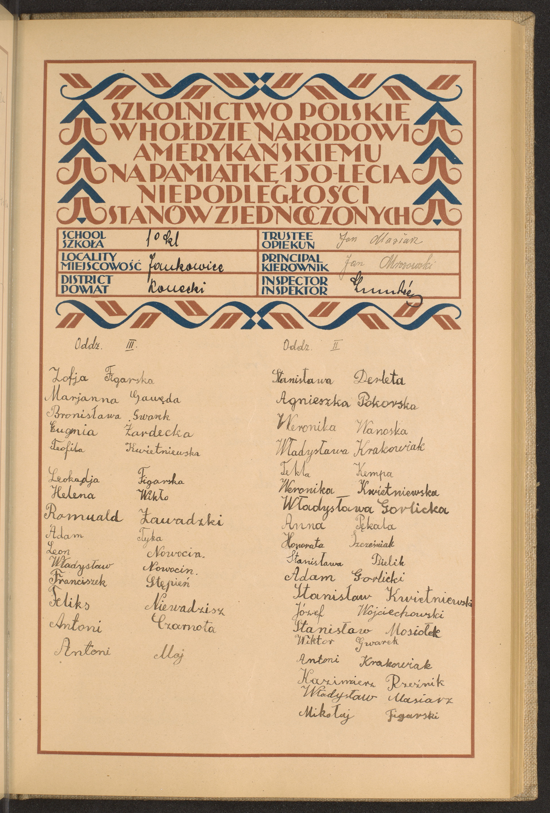 Podpis Mikołaj Figarski na stronie nr 73 w tomie nr 41