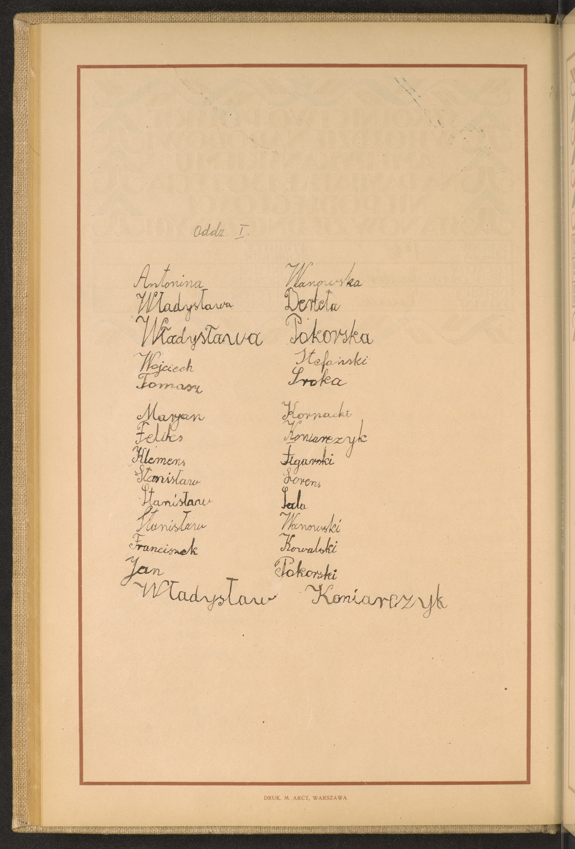 Podpis Władysław Koniarczyk na stronie nr 74 w tomie nr 41