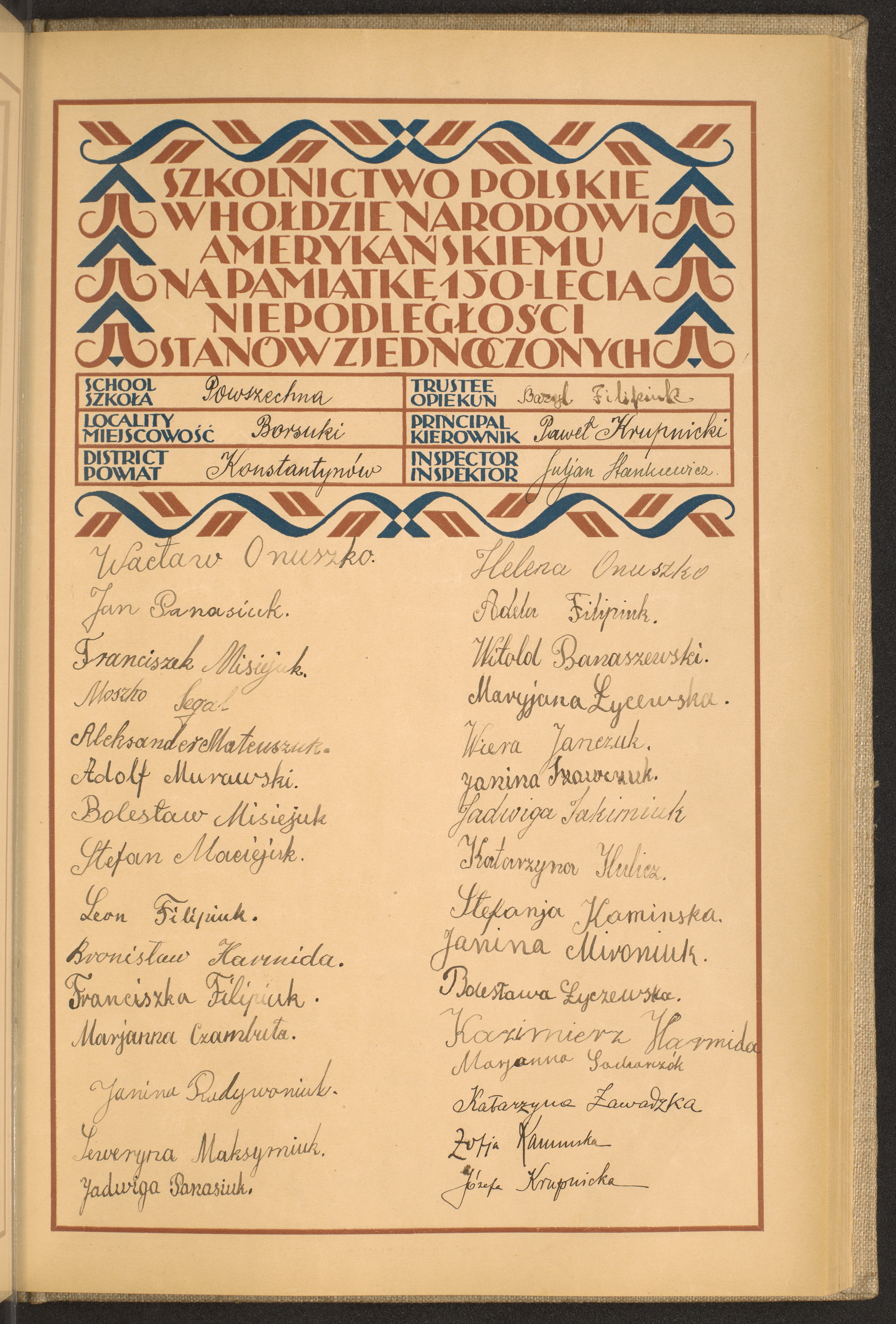 Podpis Józefa Krupnicka na stronie nr 145 w tomie nr 41