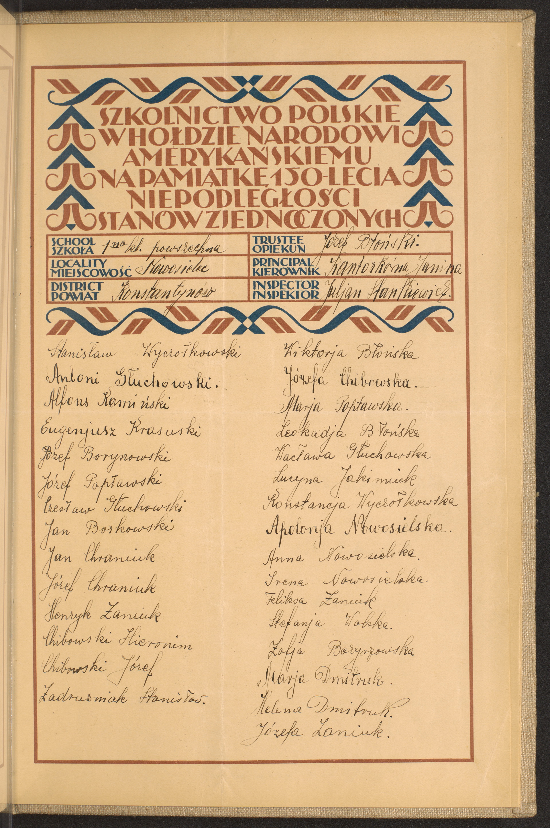 Podpis Józef Błoński na stronie nr 273 w tomie nr 41