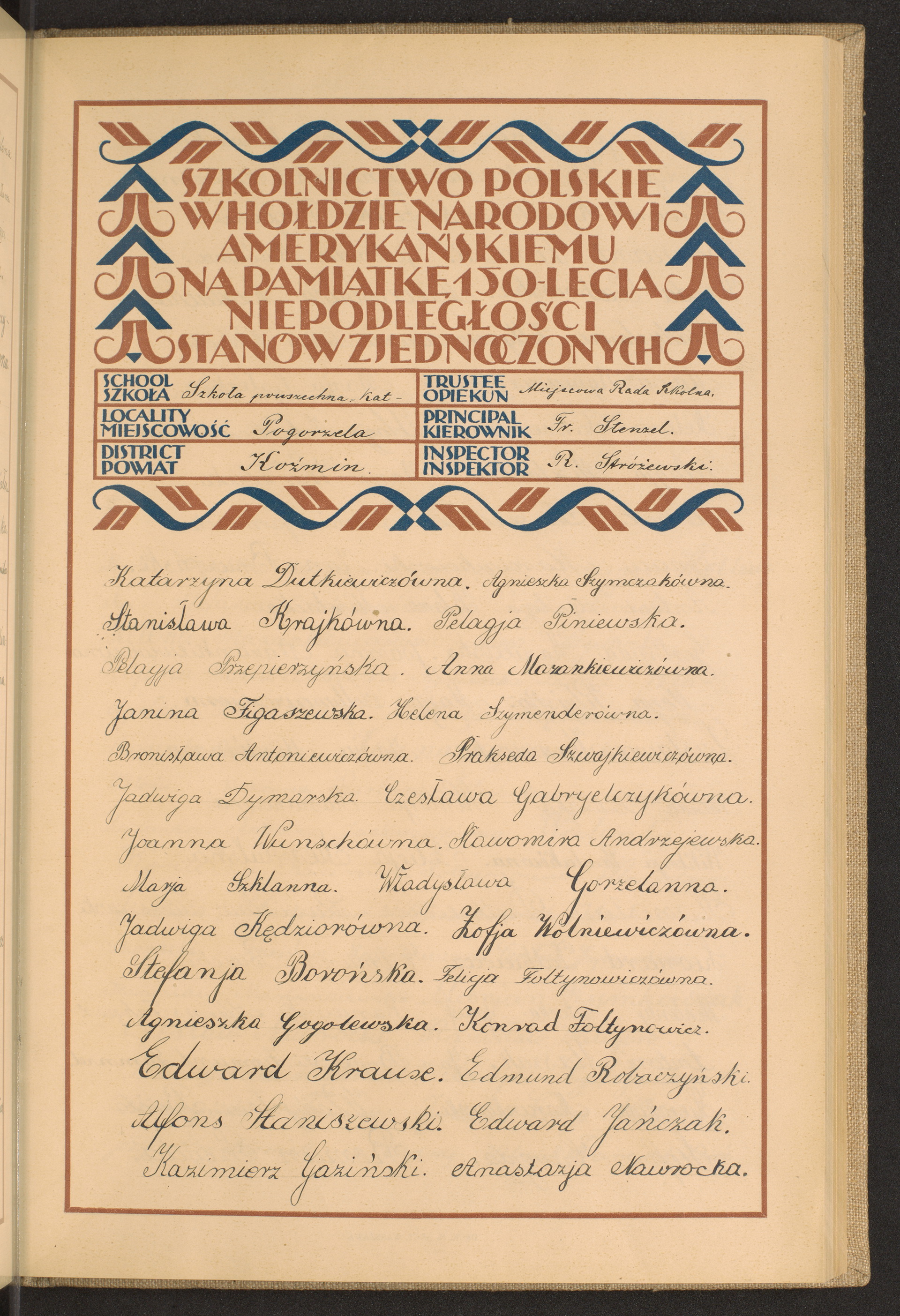 Podpis Franciszek Stenzel na stronie nr 75 w tomie nr 44