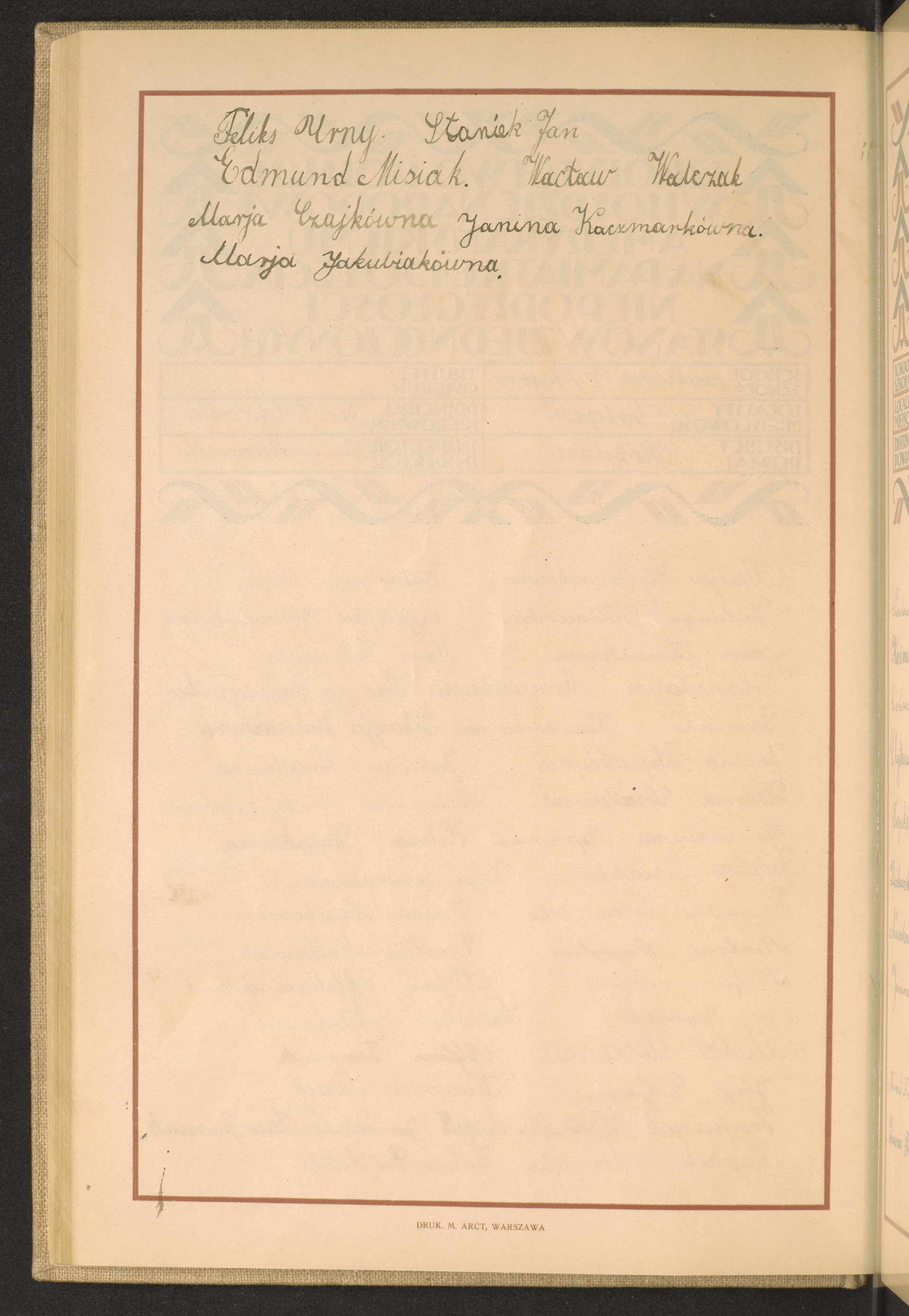 Podpis Feliks Urny na stronie nr 158 w tomie nr 44