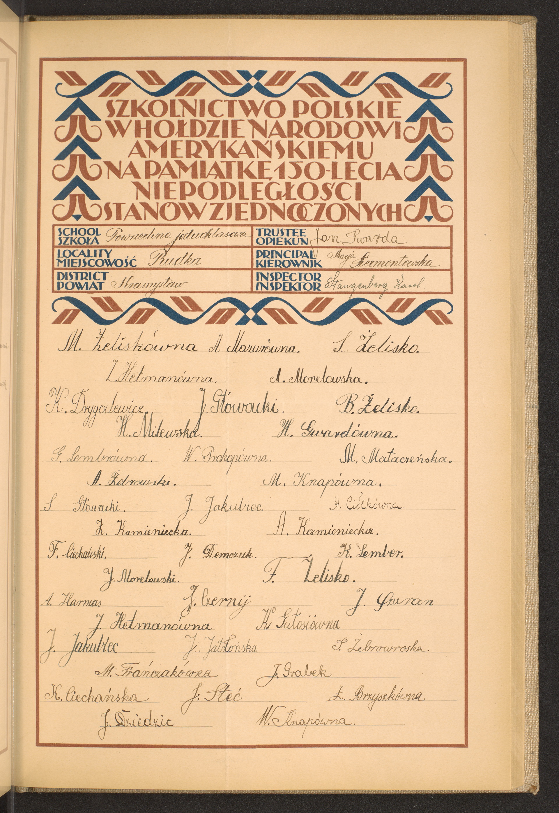 Podpis W. Knap na stronie nr 129 w tomie nr 45