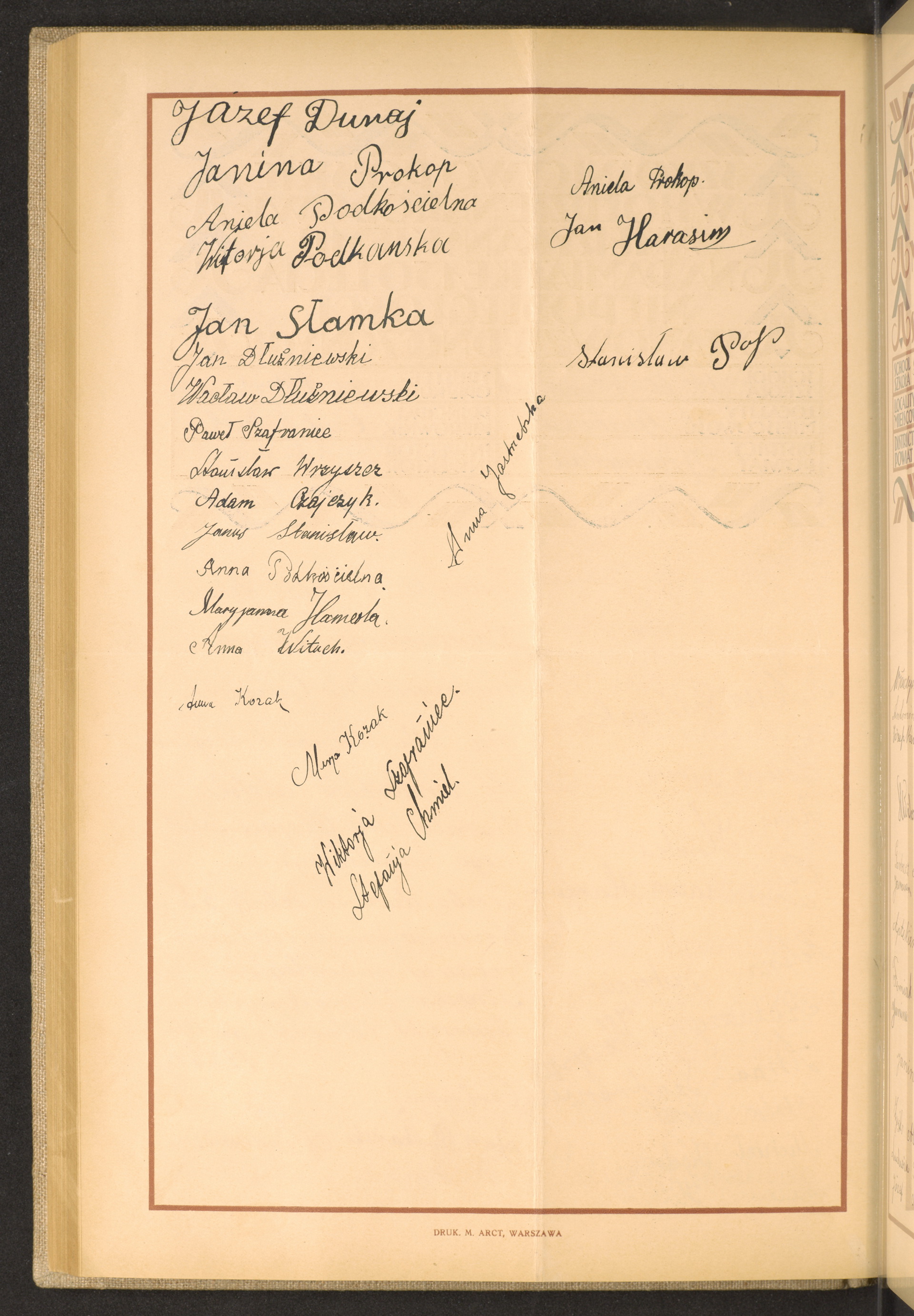 Podpis Józef Dunaj na stronie nr 190 w tomie nr 45