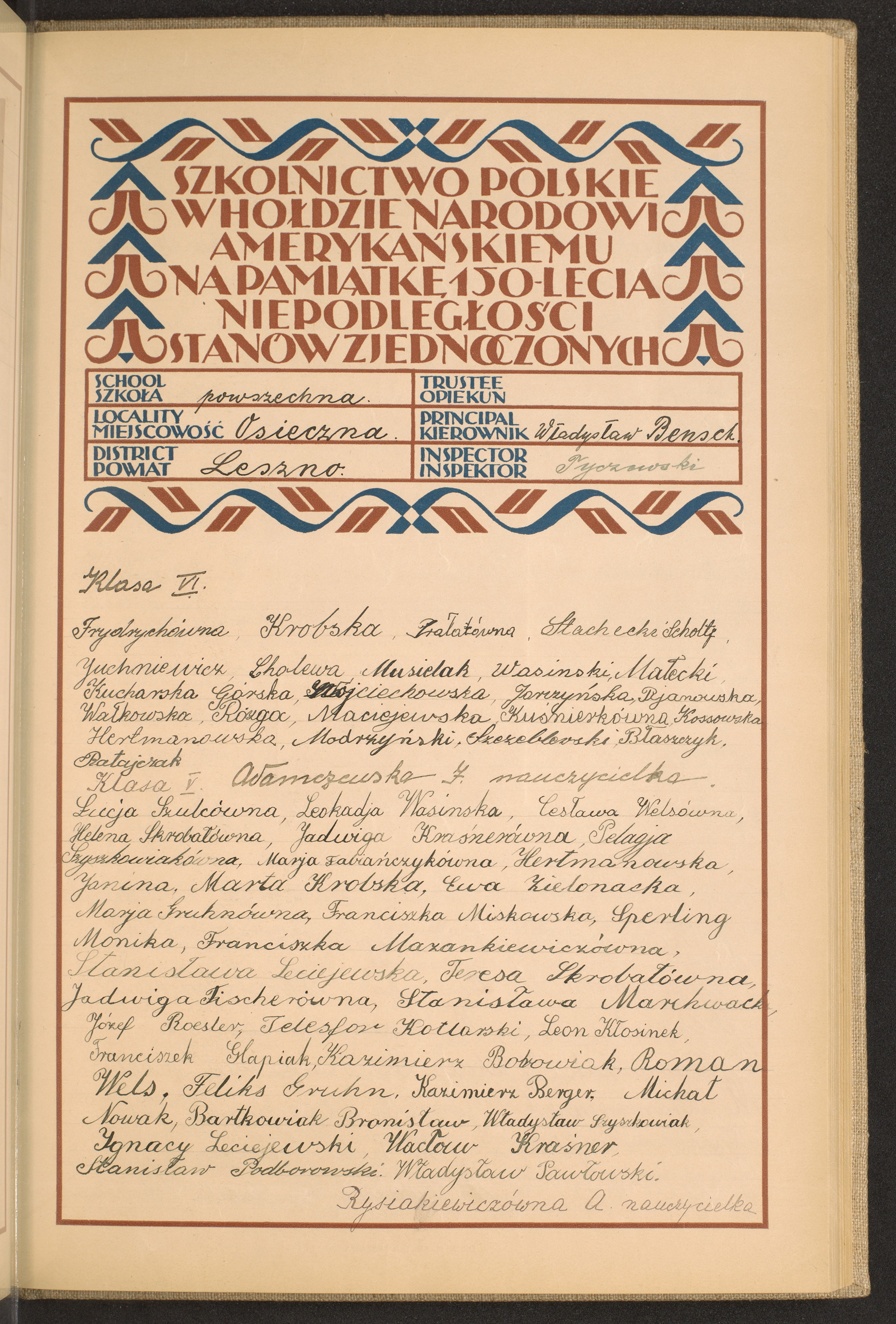 Podpis Władysław Bensch na stronie nr 181 w tomie nr 46