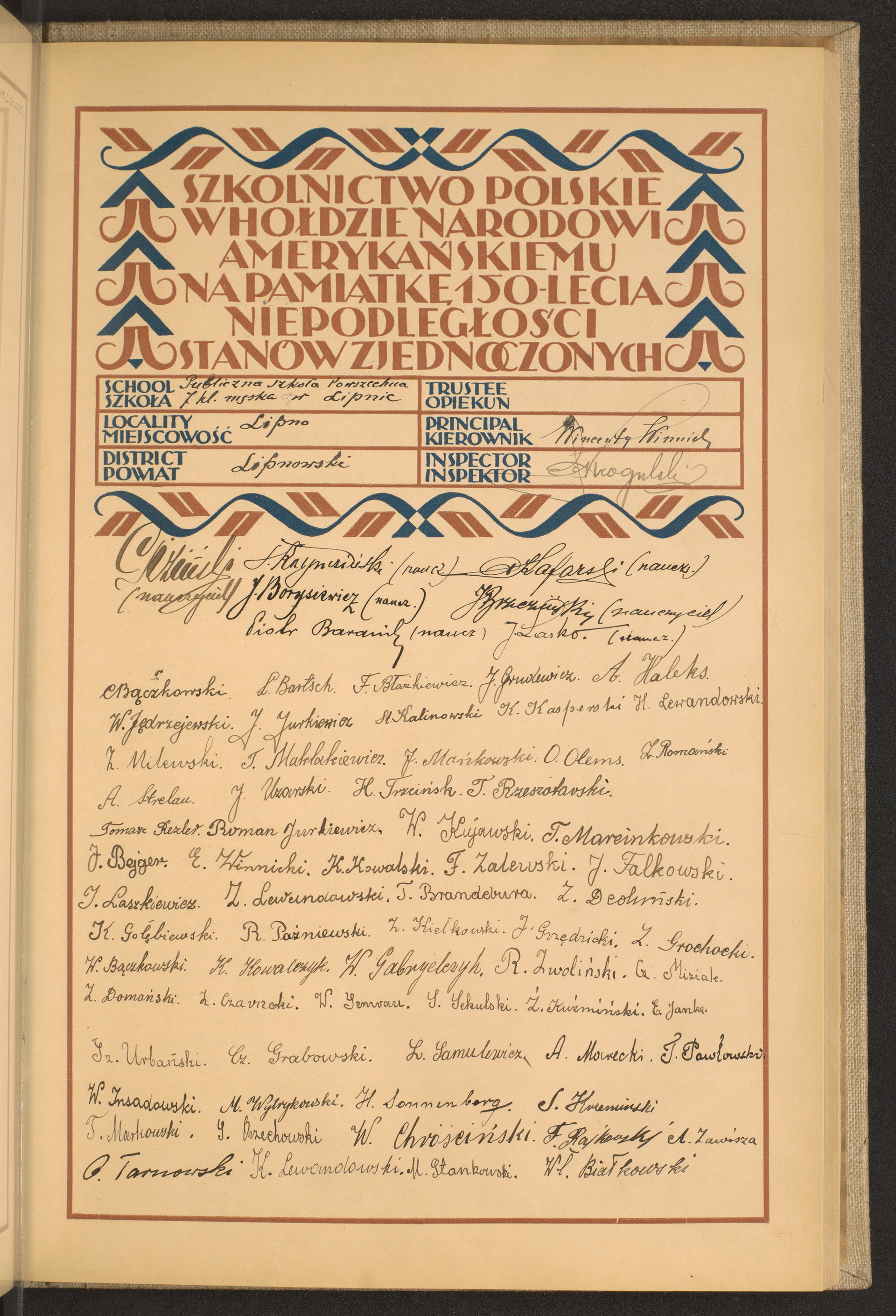 Podpis Wł. Białkowski na stronie nr 165 w tomie nr 47