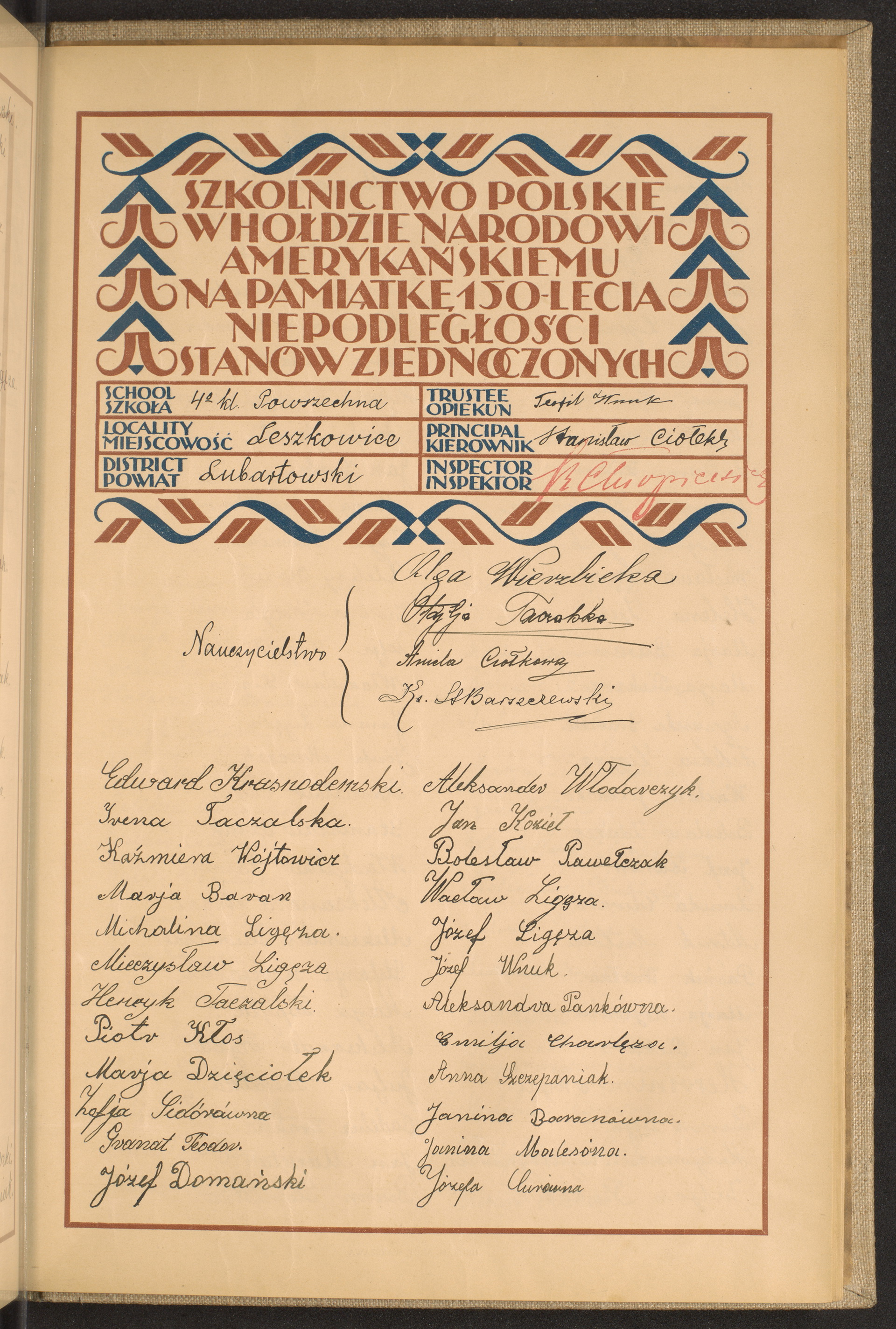 Podpis Józefa Cur na stronie nr 233 w tomie nr 47