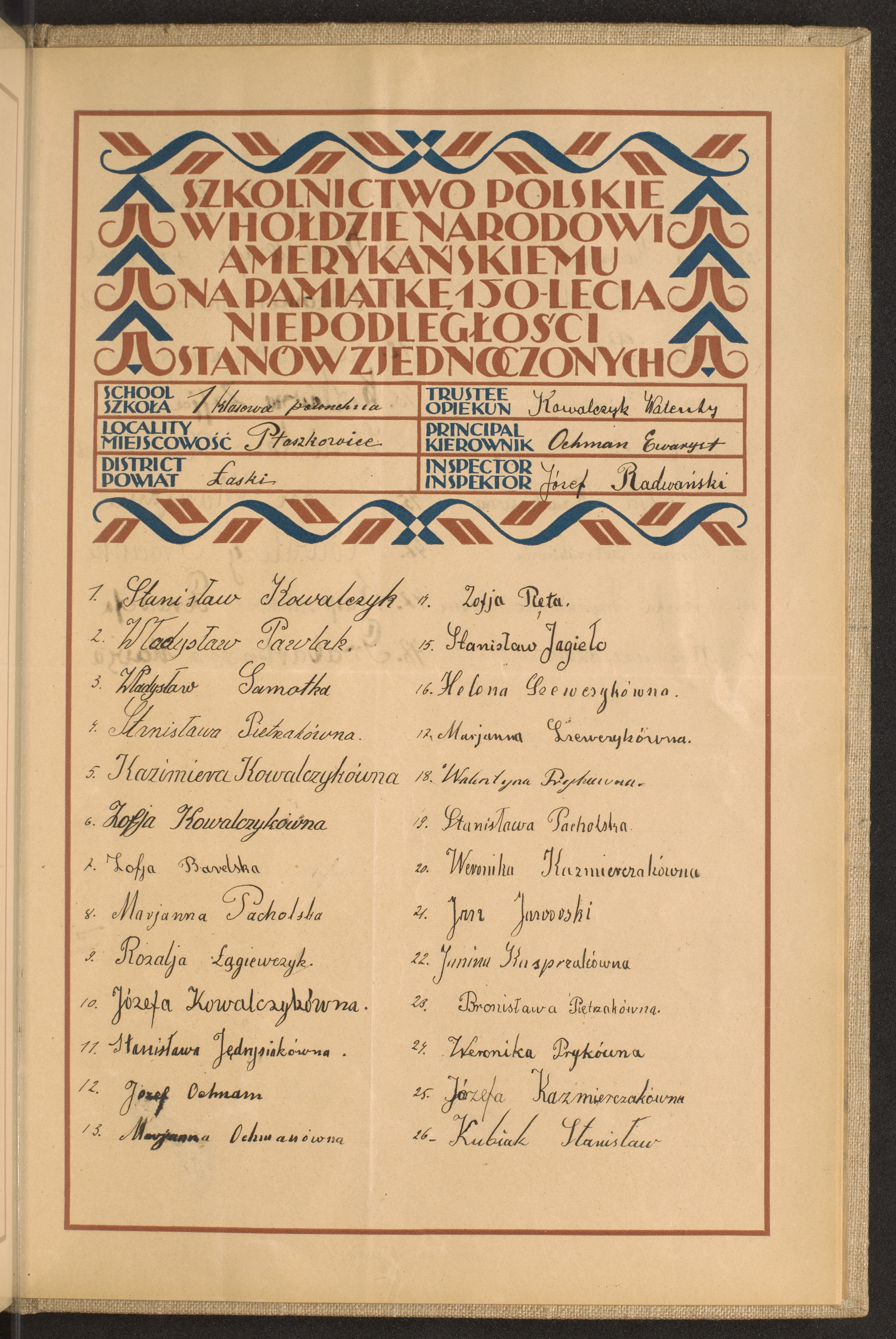 Podpis Walenty Kowalczyk na stronie nr 261 w tomie nr 49