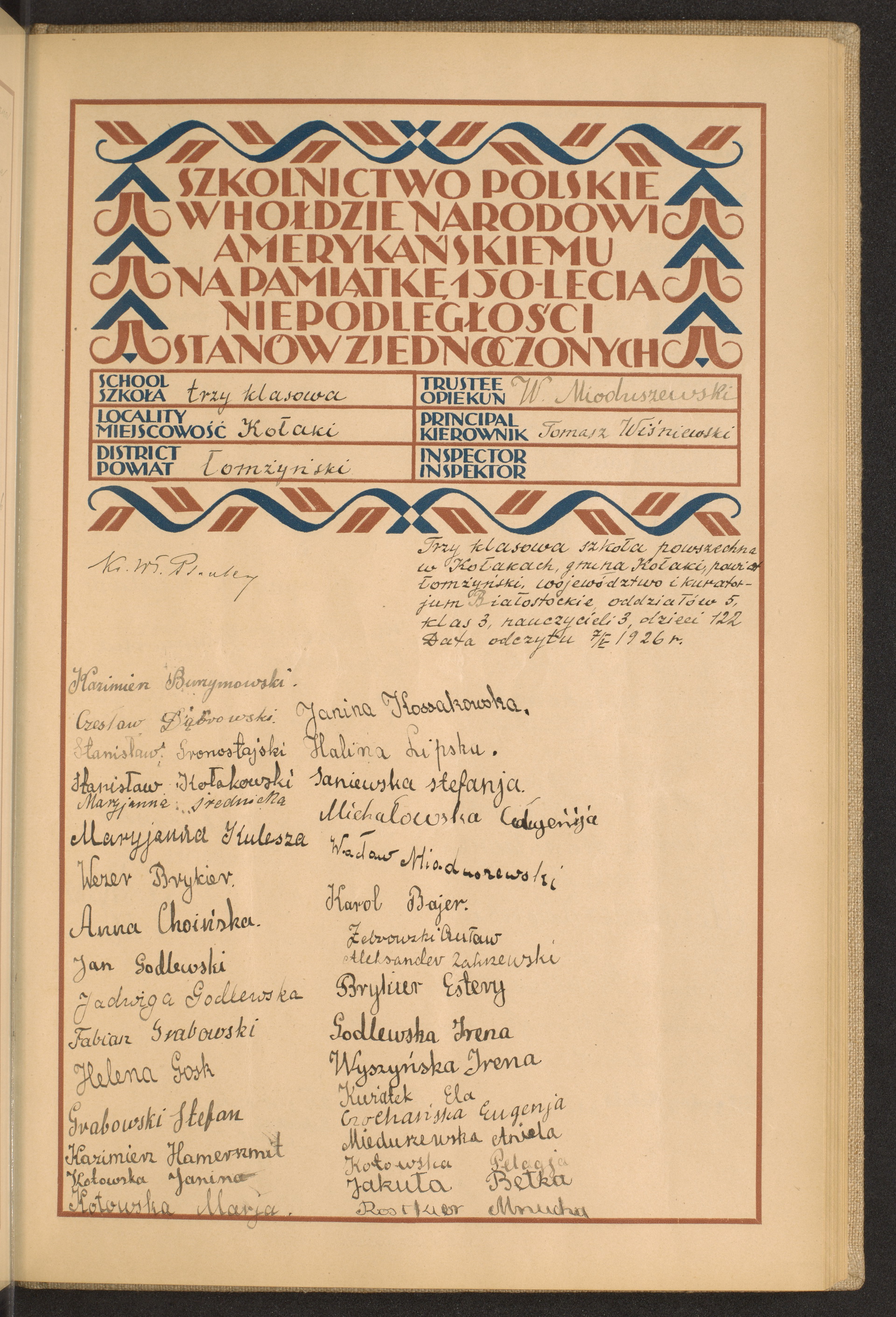 Podpis W. Mioduszewski na stronie nr 87 w tomie nr 51