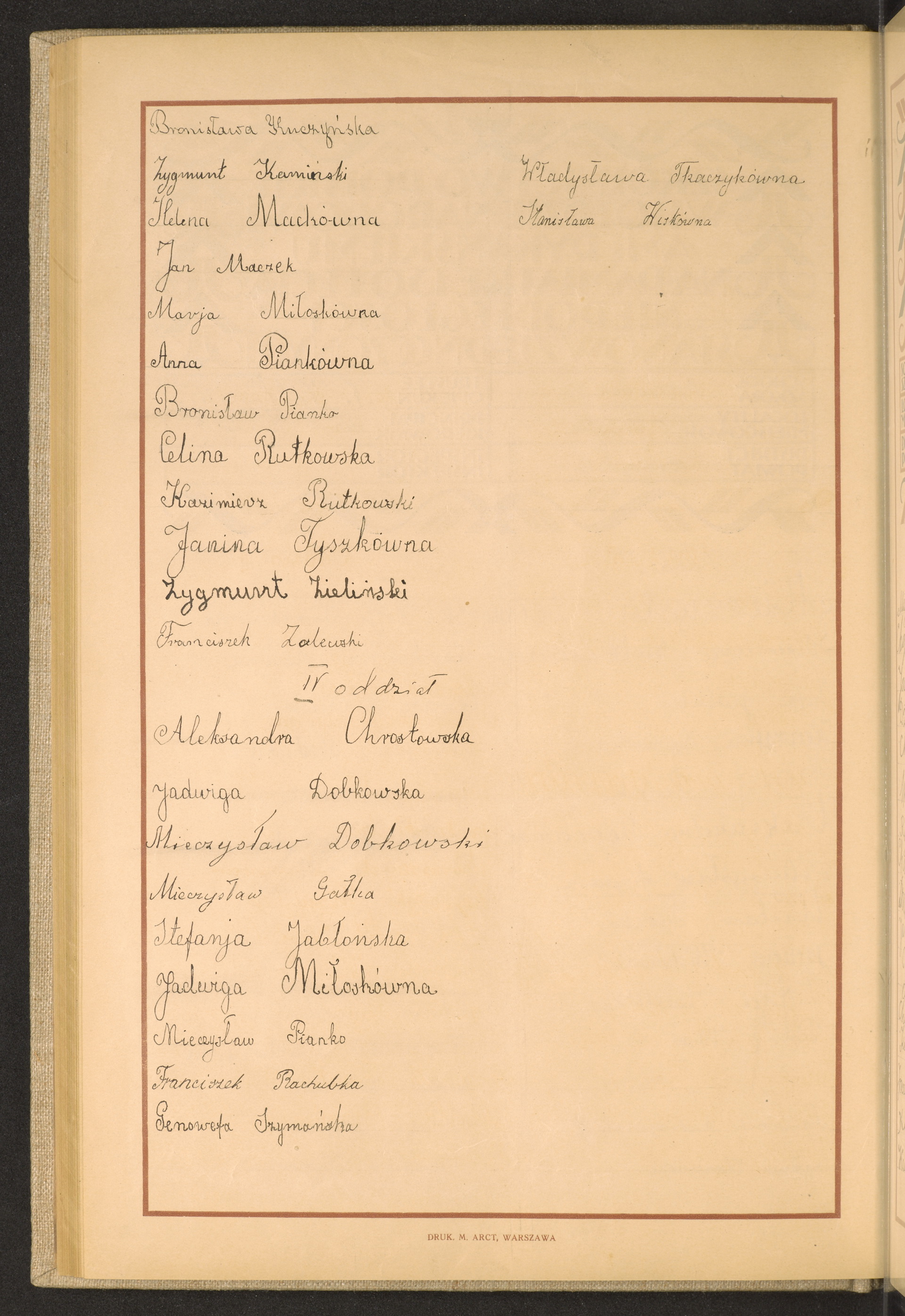 Podpis Stanisława Wiska na stronie nr 124 w tomie nr 51