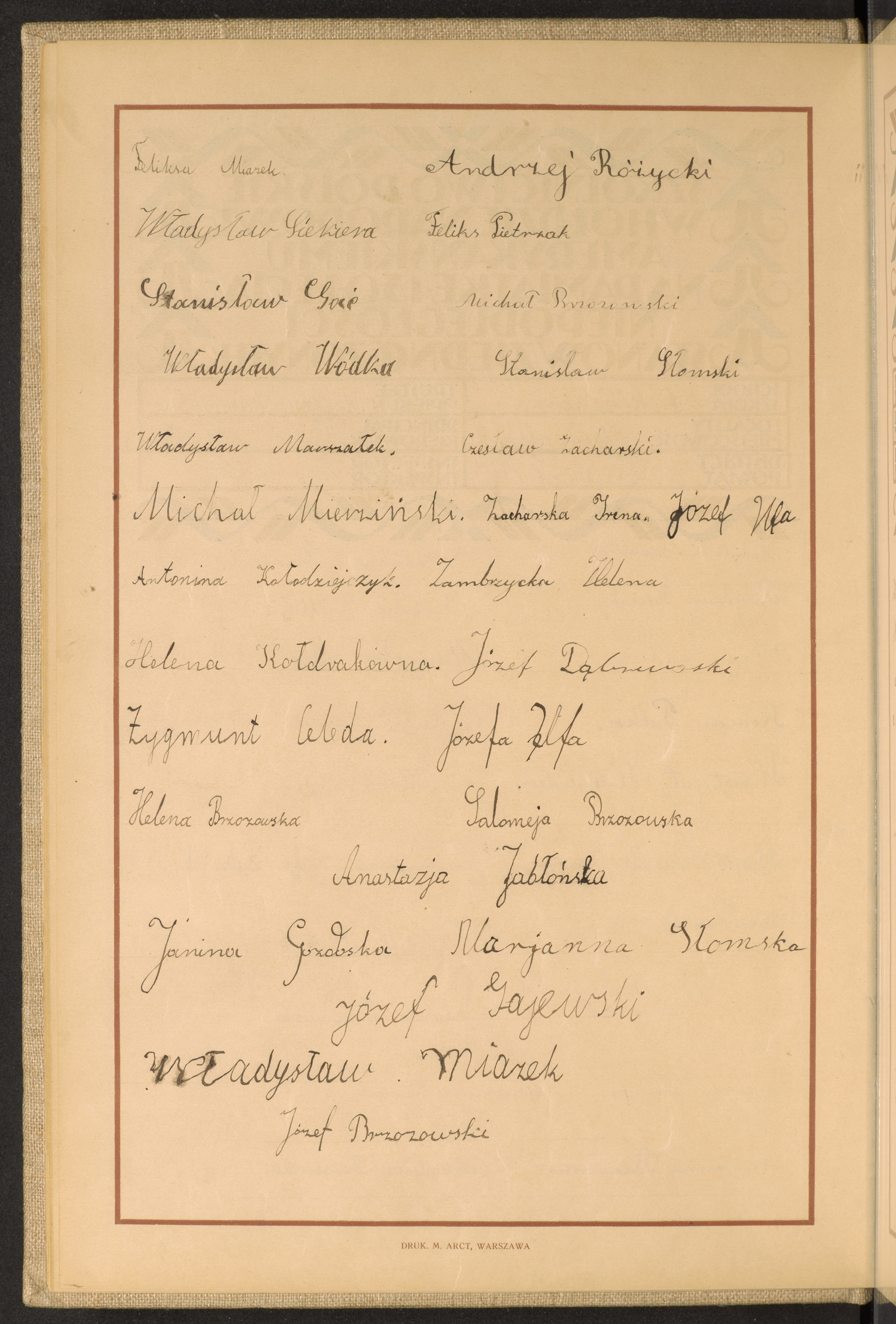 Podpis Józef Brzozowski na stronie nr 18 w tomie nr 52