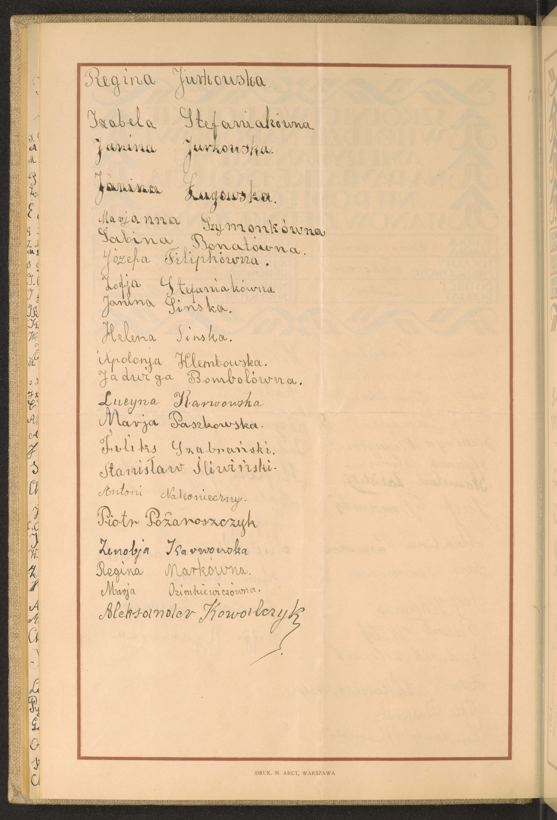 Podpis Aleksander Kowalczyk na stronie nr 164 w tomie nr 52