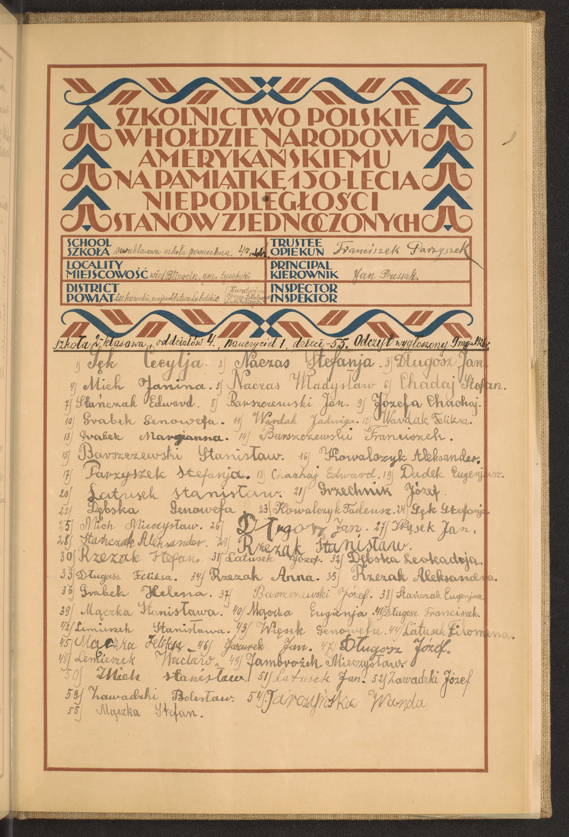 Podpis Władysław Naczas na stronie nr 205 w tomie nr 52