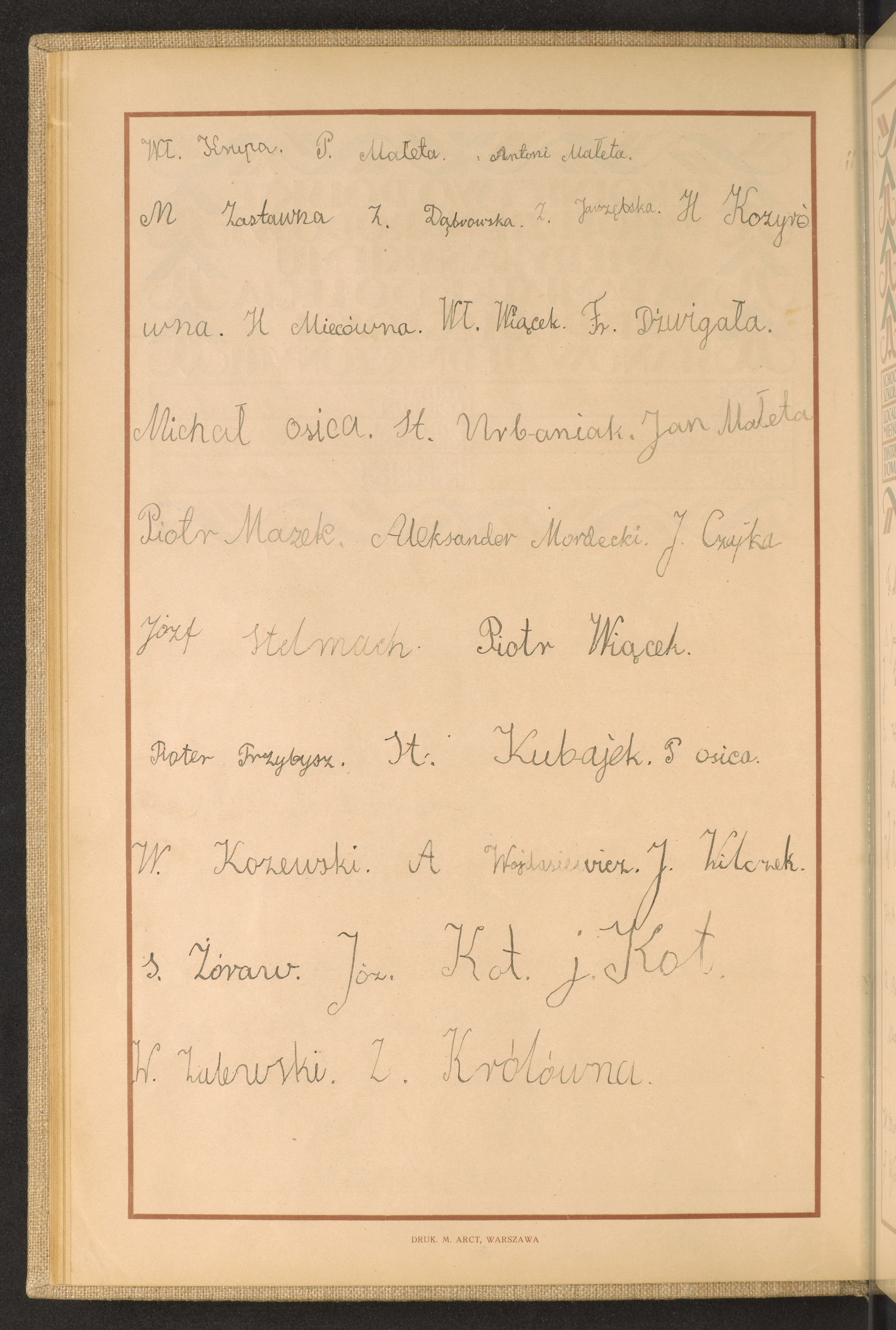 Podpis Wł. Krupa na stronie nr 48 w tomie nr 54