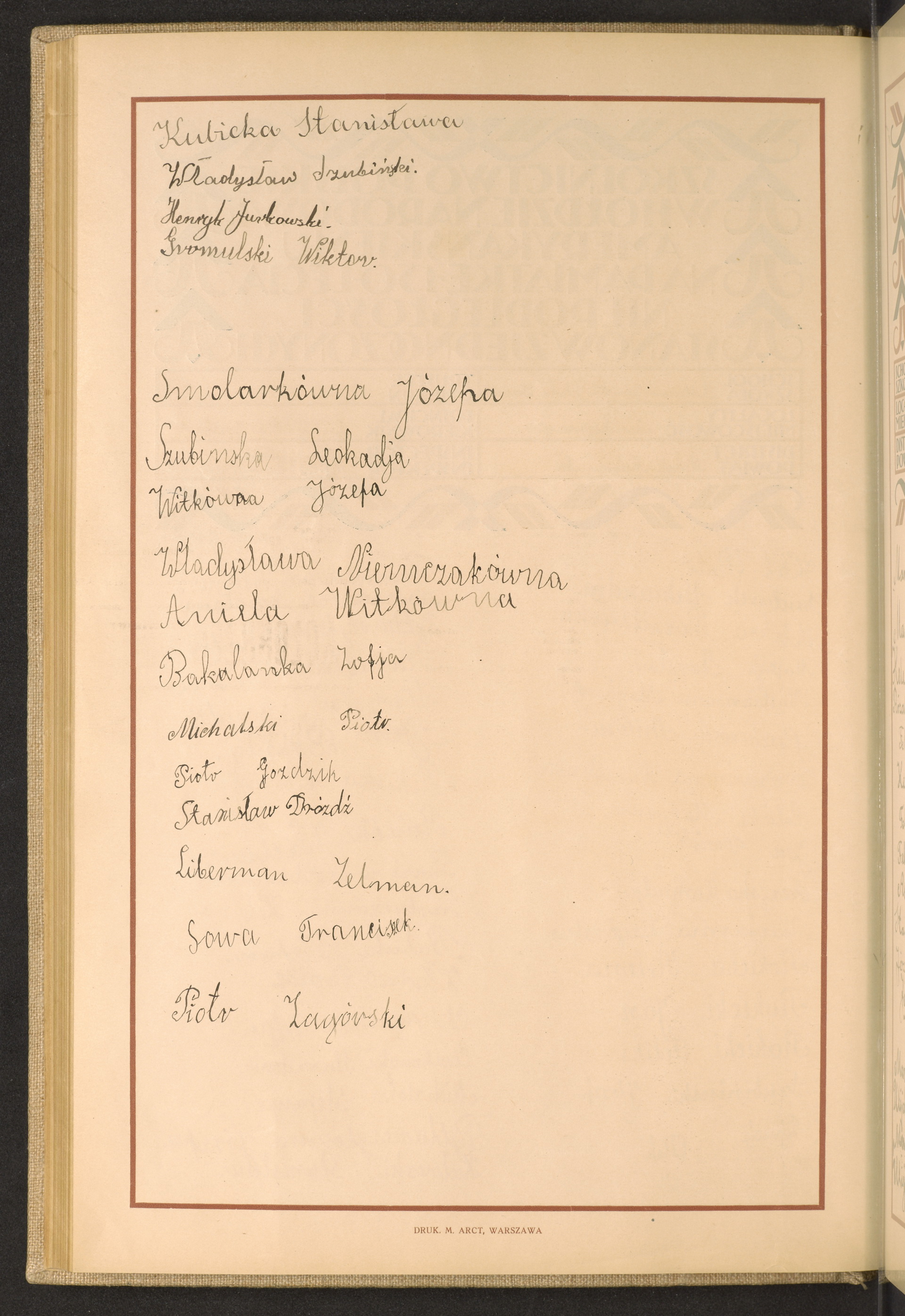 Podpis Stanisława Kubicka na stronie nr 142 w tomie nr 54