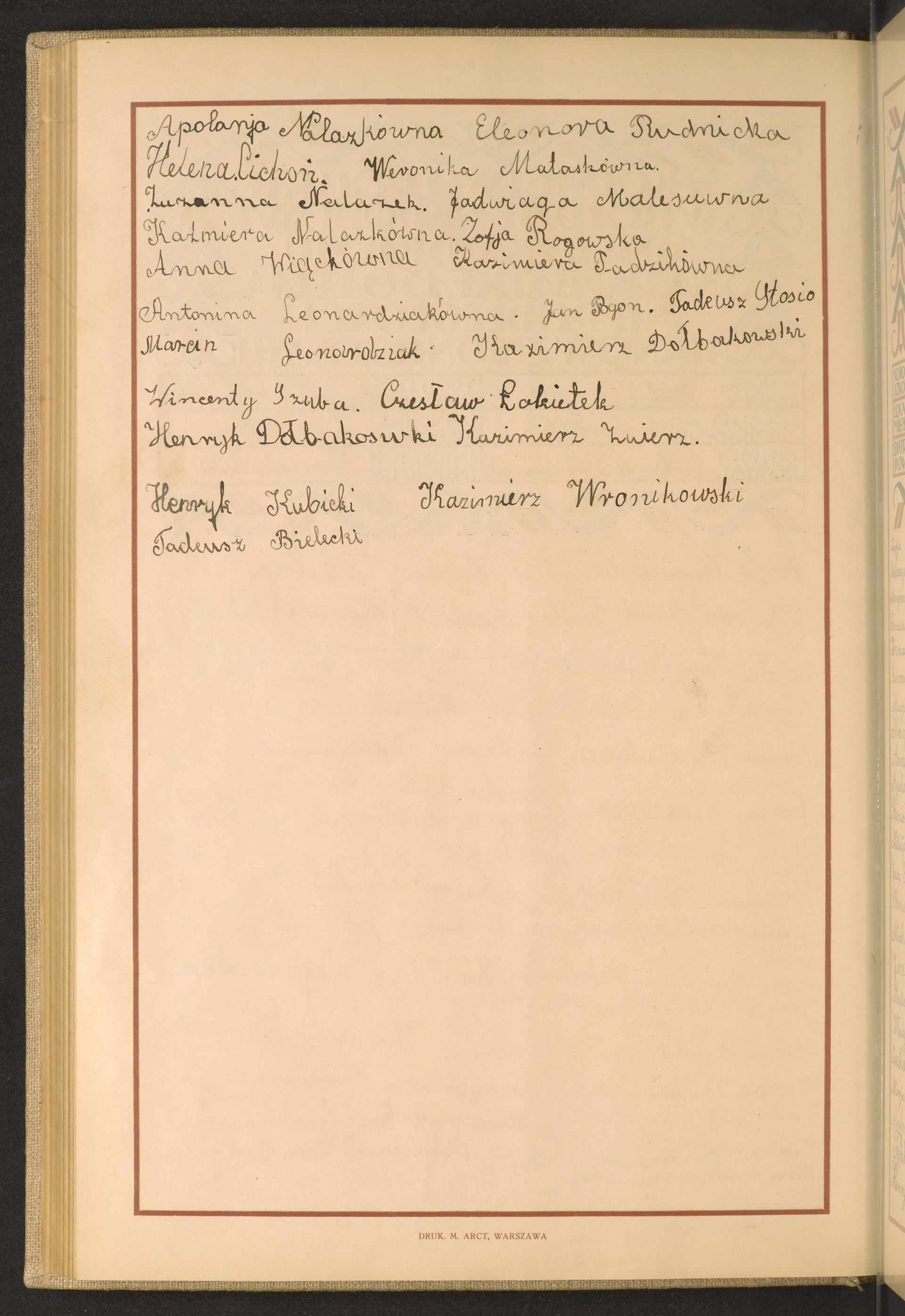 Podpis Apolonia Nalazek na stronie nr 186 w tomie nr 54