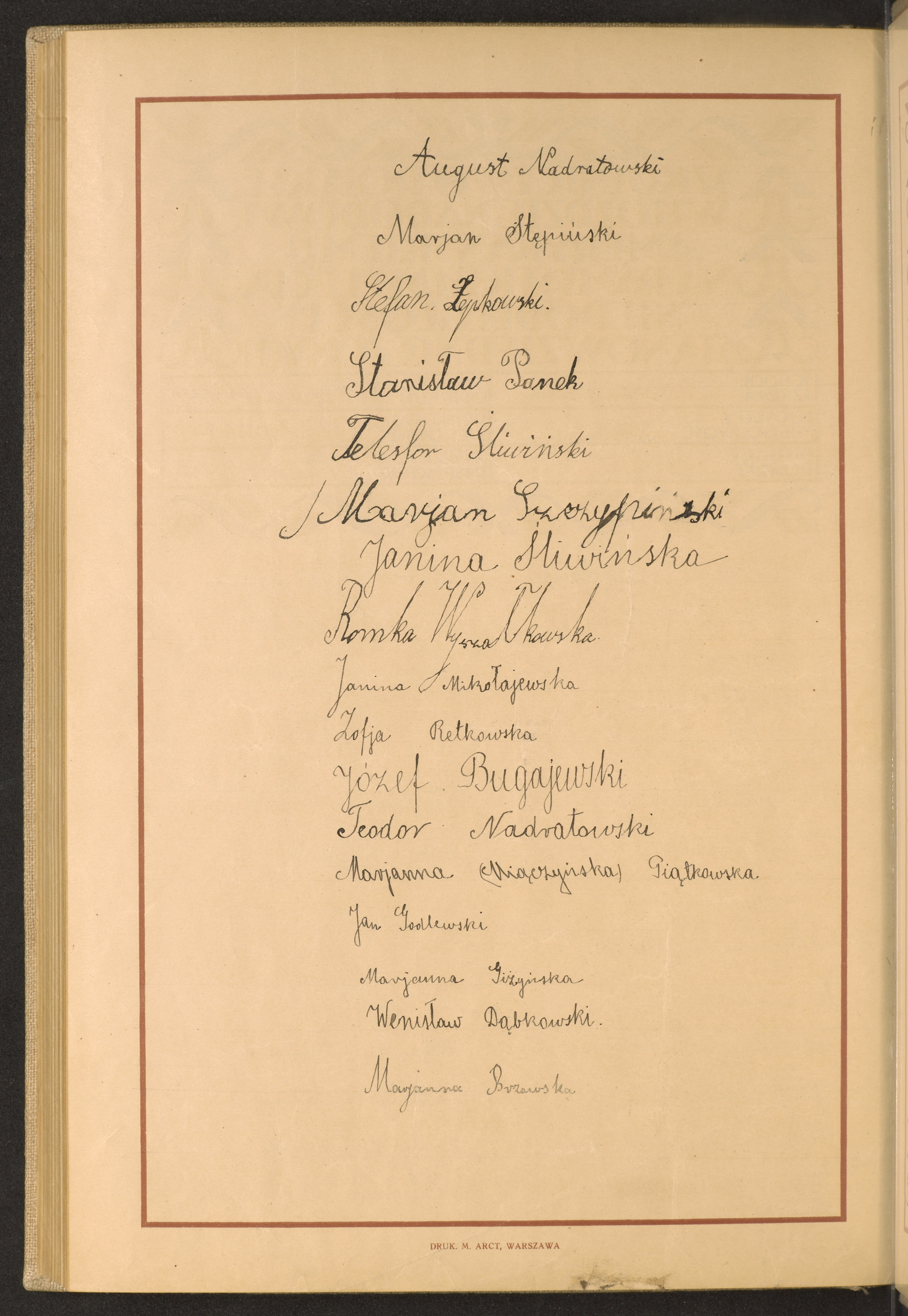 Podpis Marianna Brzowska na stronie nr 278 w tomie nr 54