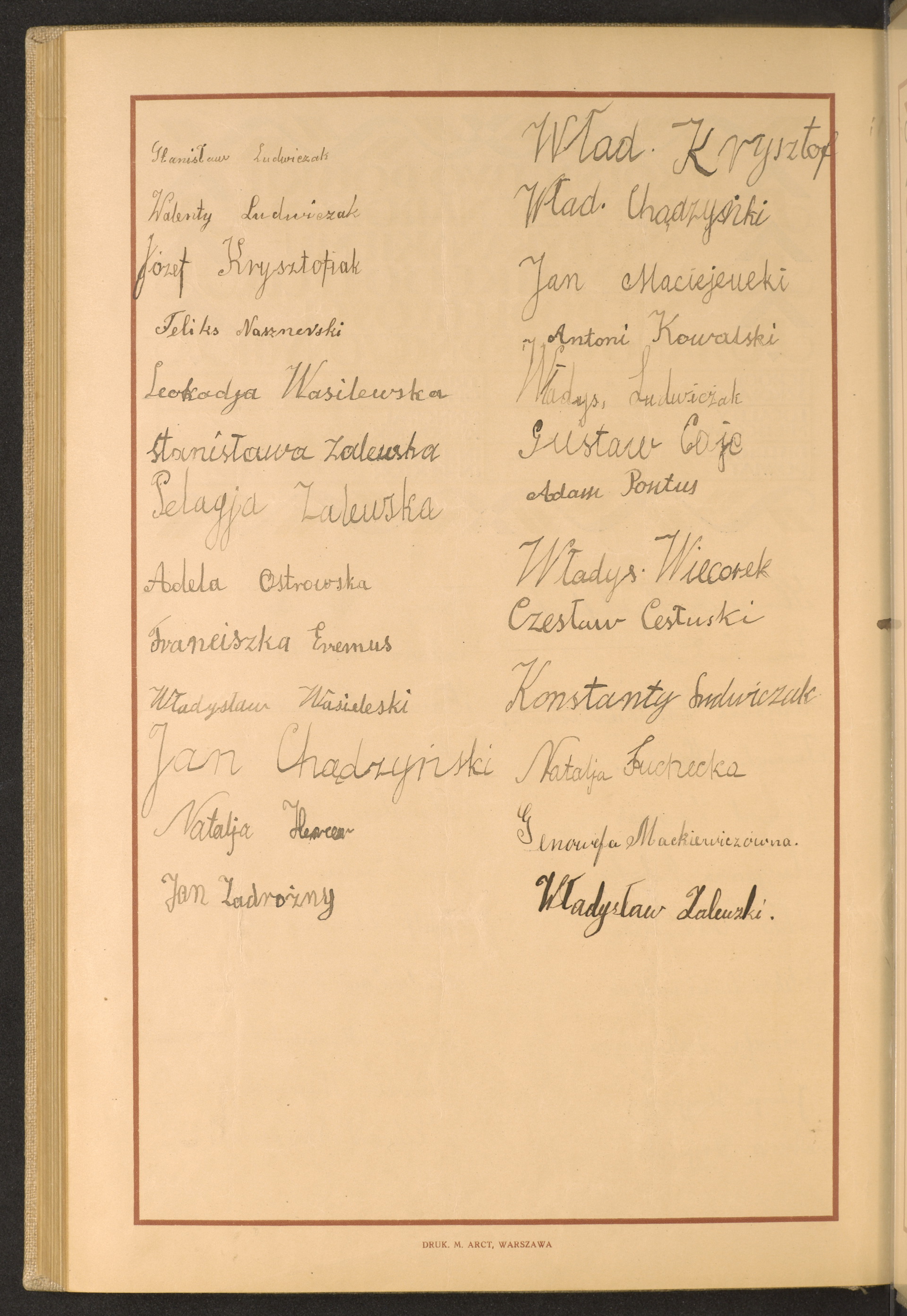 Podpis Feliks Nasznerski na stronie nr 282 w tomie nr 54