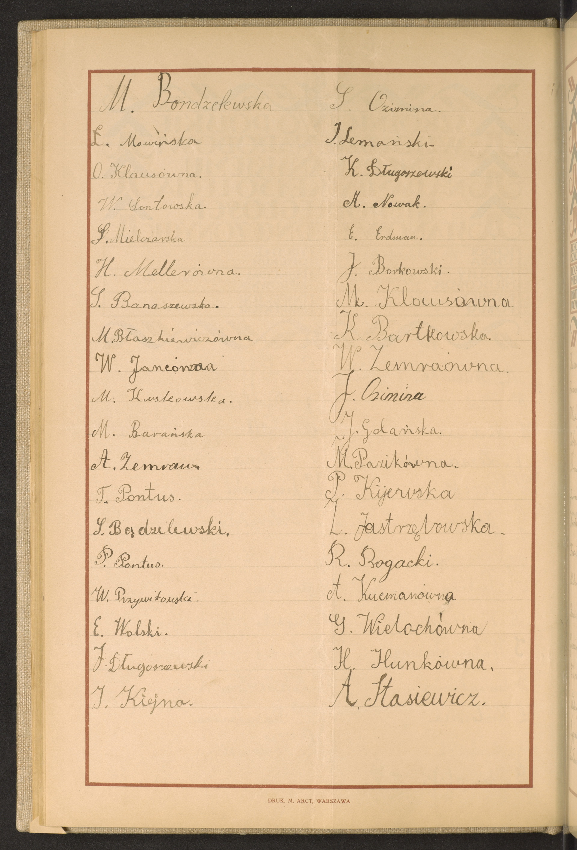 Podpis M. Bondzelewska na stronie nr 66 w tomie nr 55