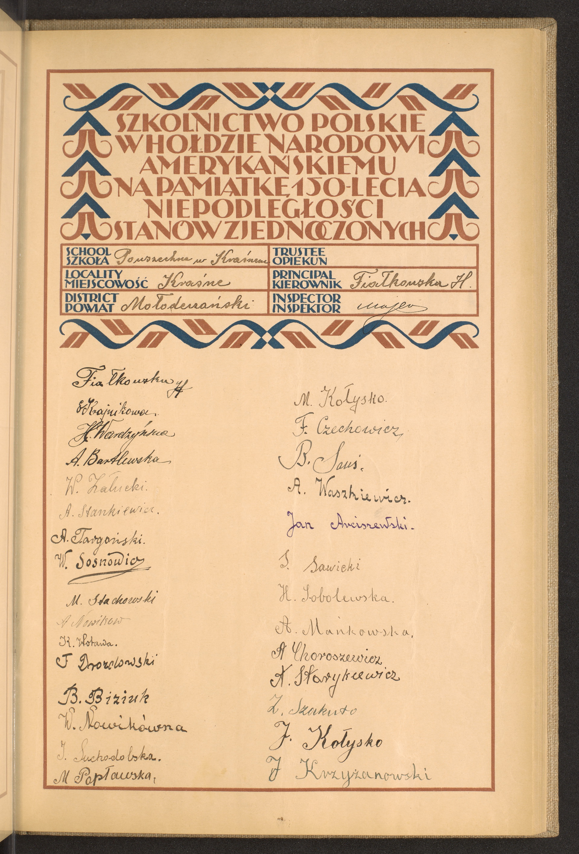 Podpis J. Krzyżanowski na stronie nr 175 w tomie nr 55