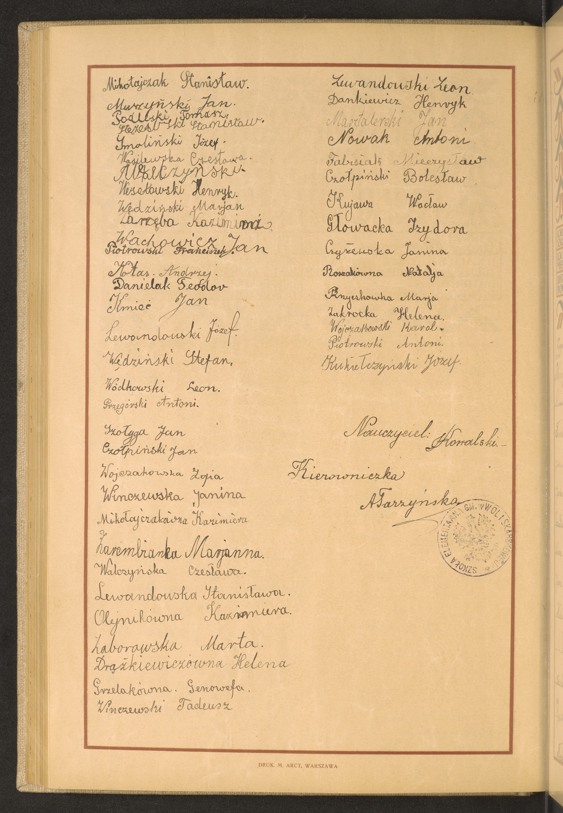 Podpis A. Tarzyńska na stronie nr 202 w tomie nr 56