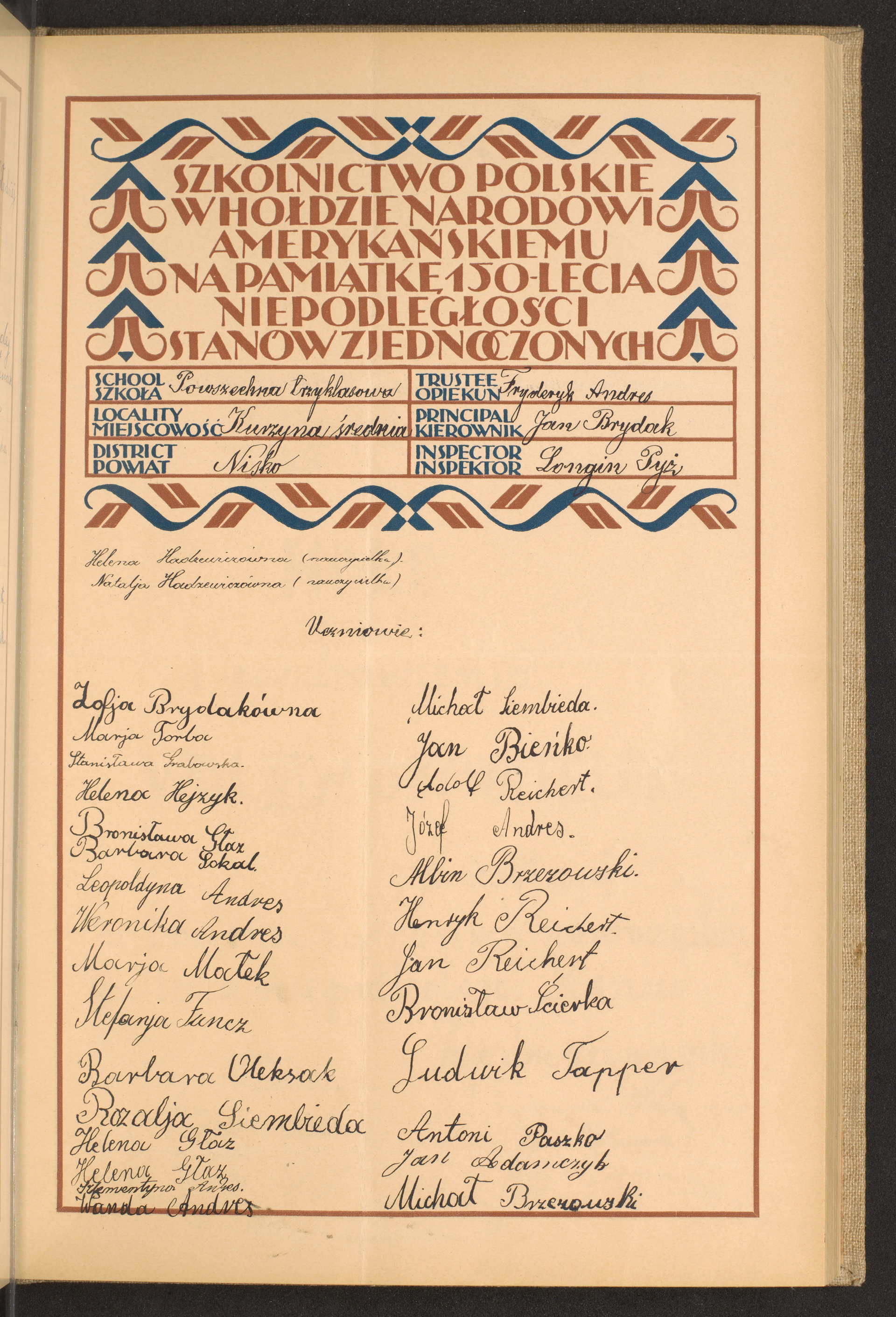 Podpis Fryderyk Andres na stronie nr 71 w tomie nr 57