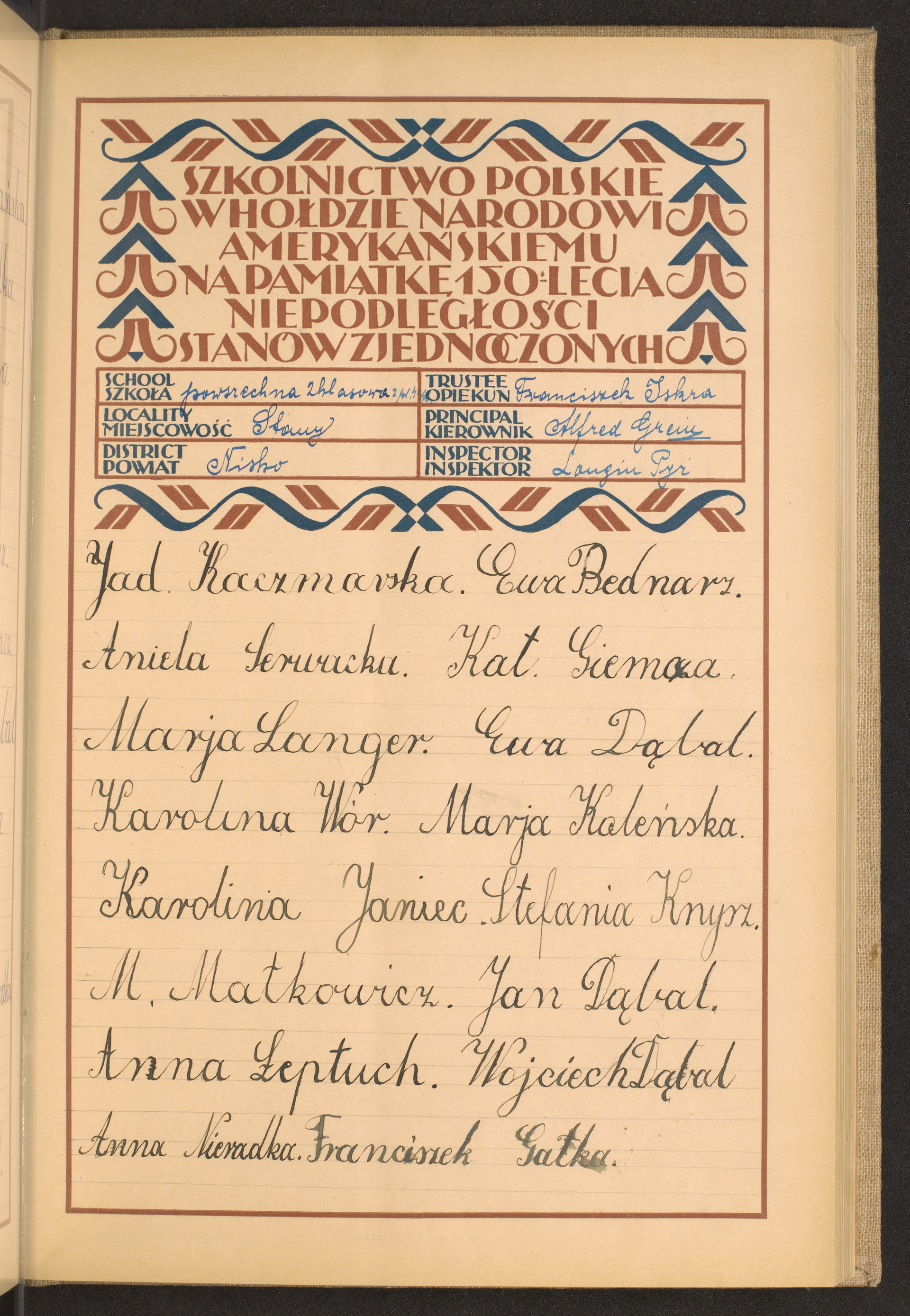 Podpis Franciszek Gałka na stronie nr 109 w tomie nr 57