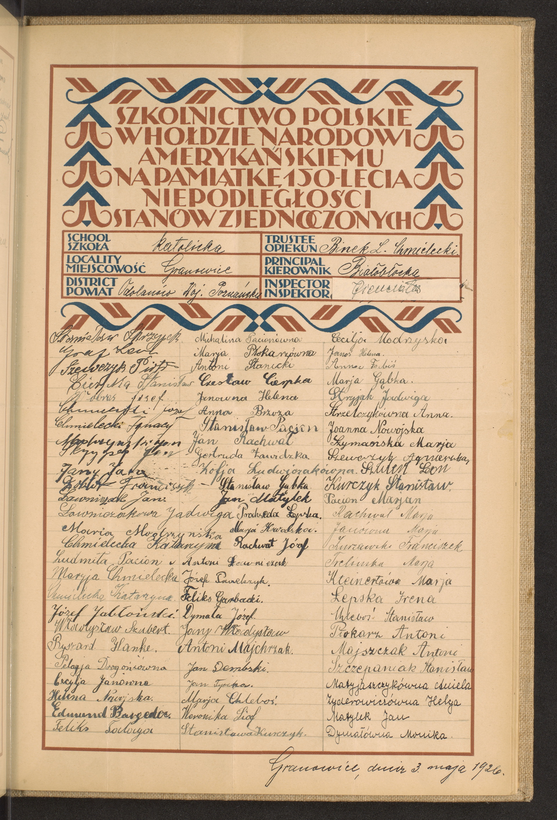 Podpis L. Binek na stronie nr 229 w tomie nr 57