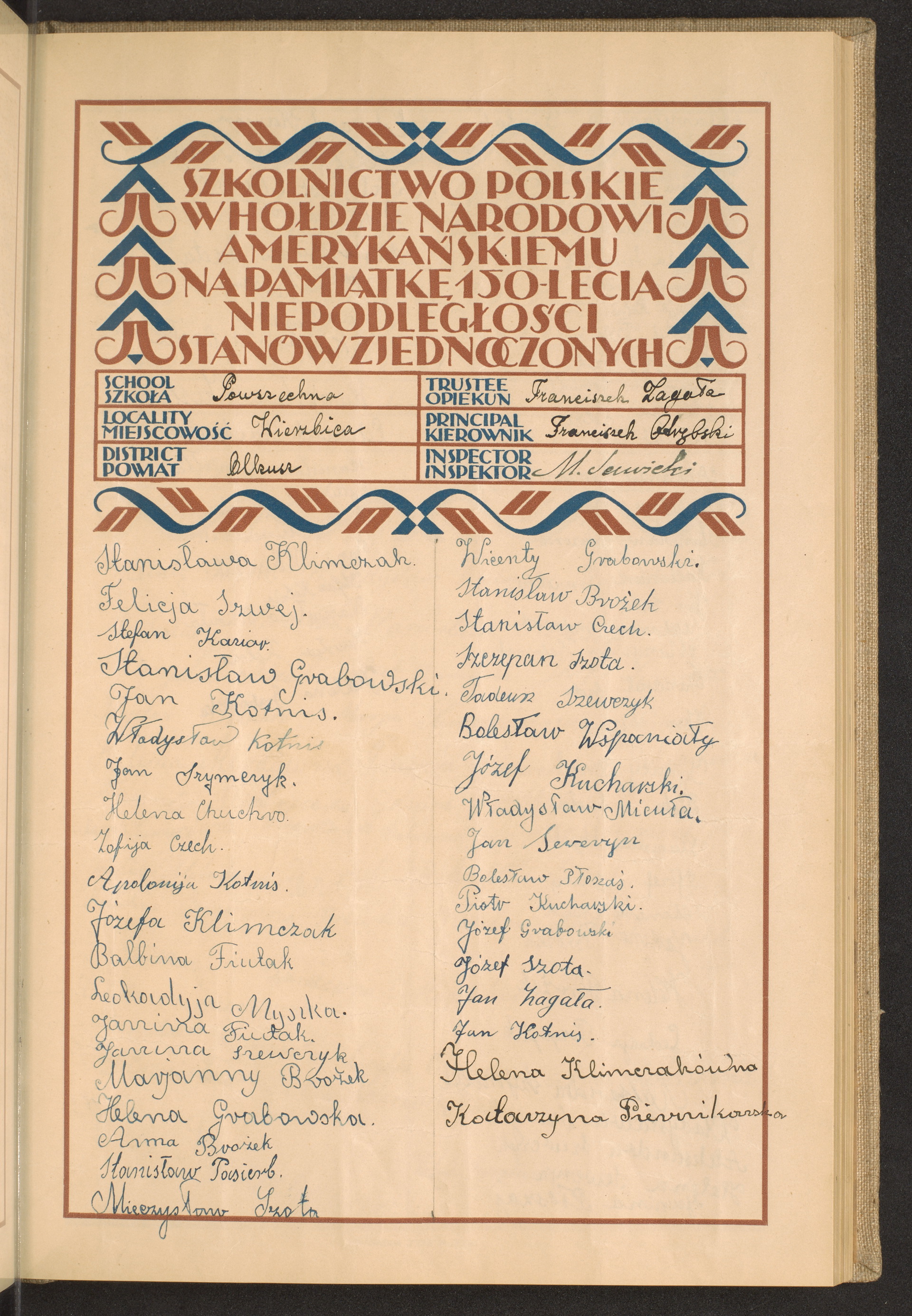 Podpis Franciszek Zagała na stronie nr 71 w tomie nr 58