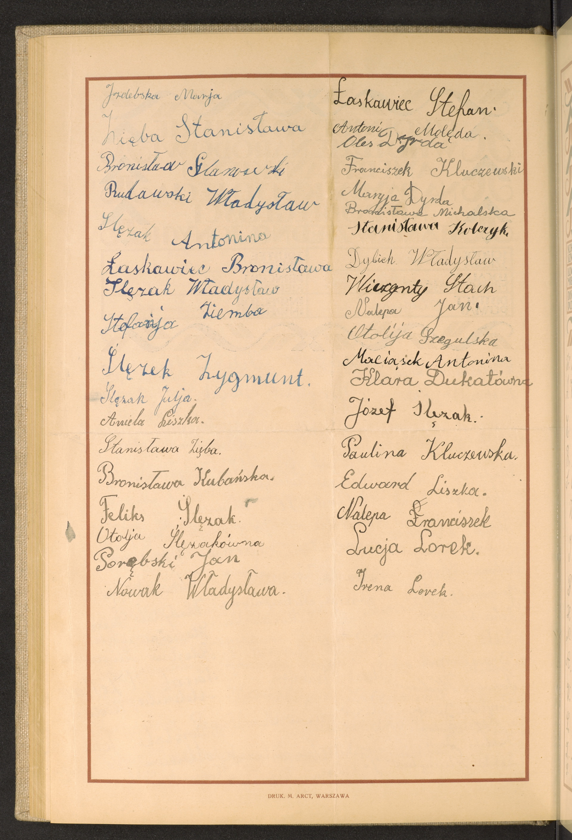 Podpis Irena Lorek na stronie nr 106 w tomie nr 58