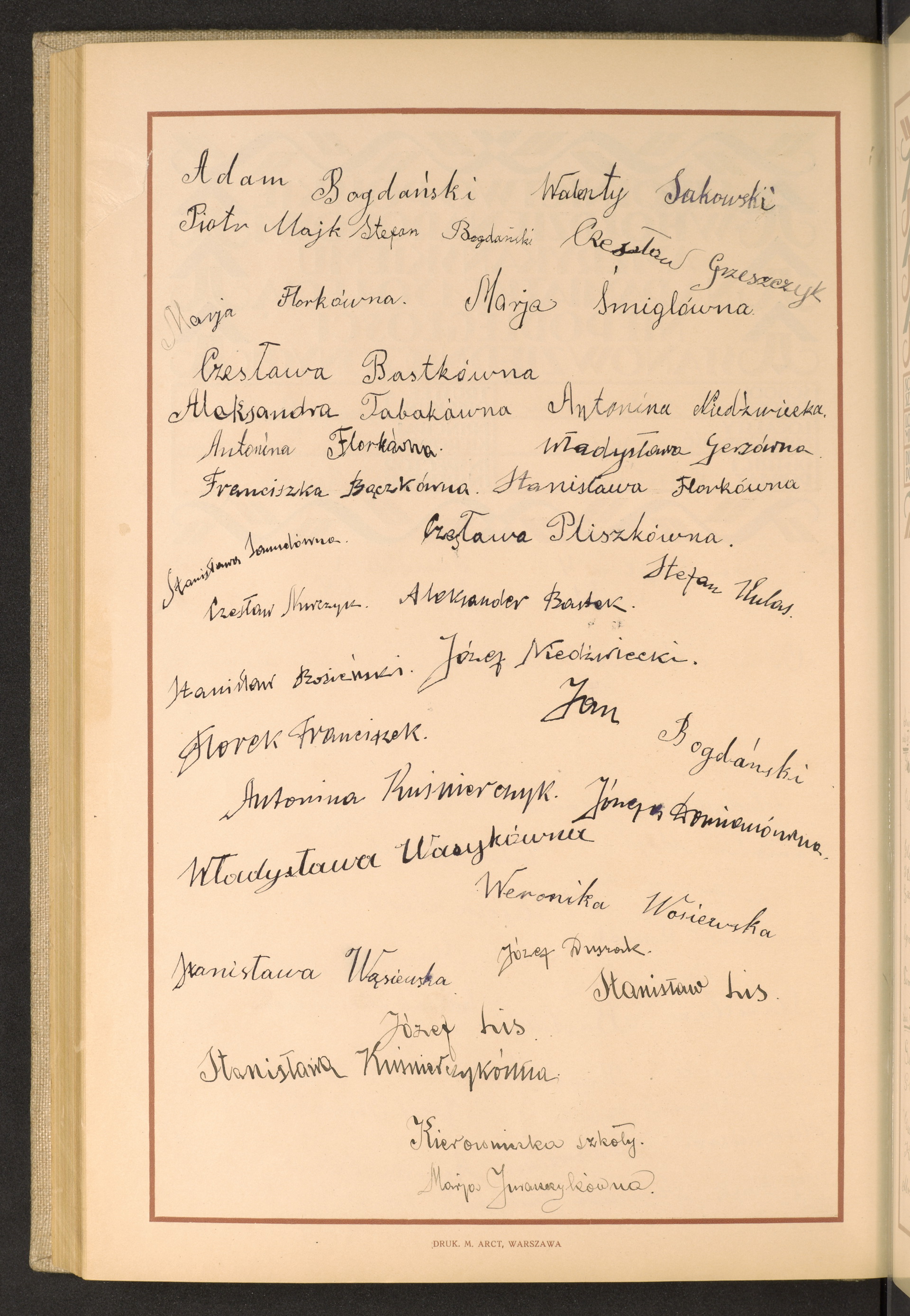 Podpis Adam Bogdański na stronie nr 208 w tomie nr 58