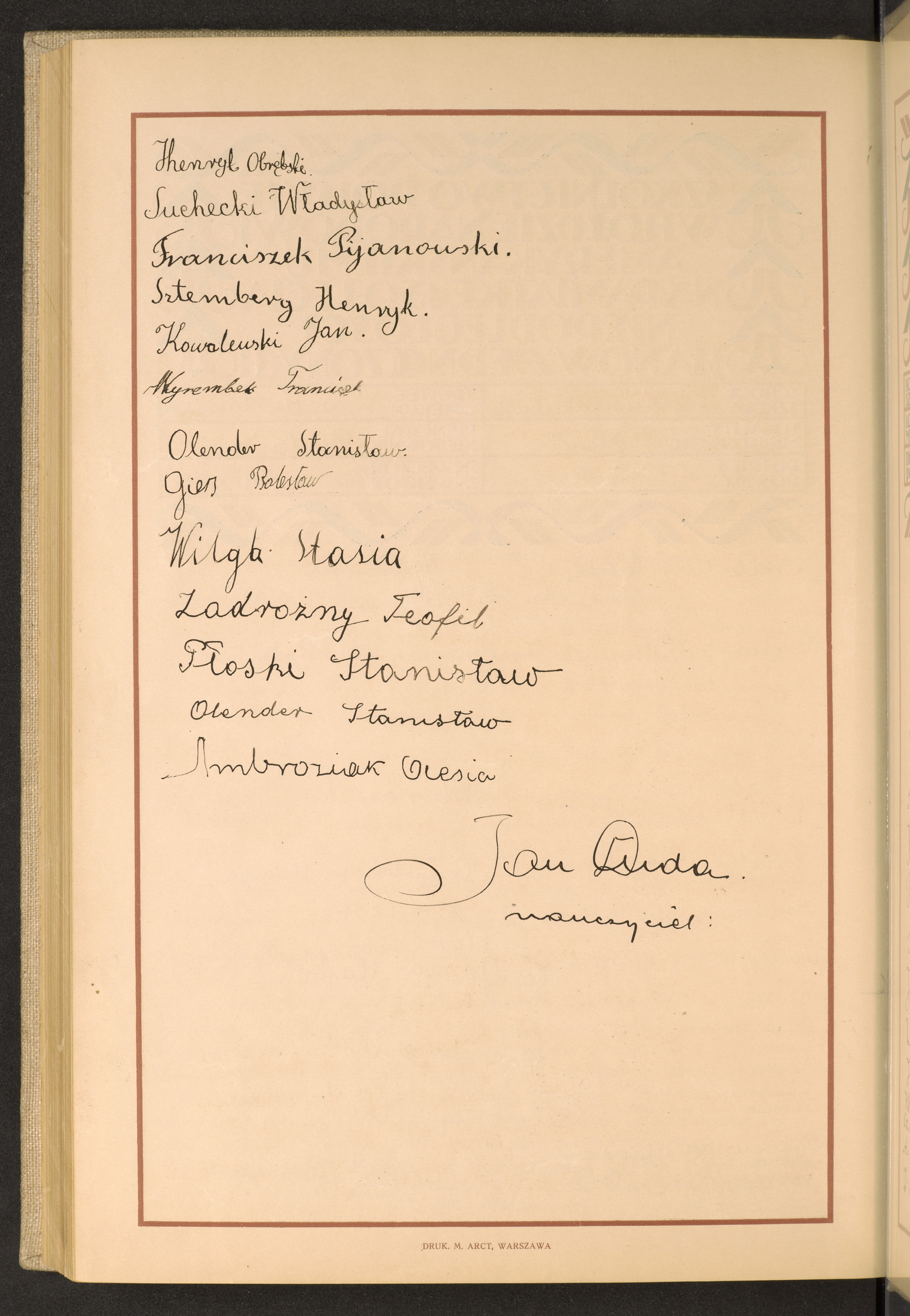 Podpis Henryk Obrębski na stronie nr 280 w tomie nr 58